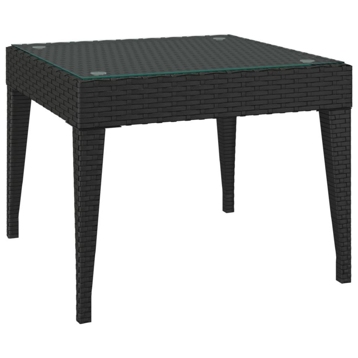 VIDAXL Table d'appoint noir 50x50x38 cm poly rotin et verre trempe