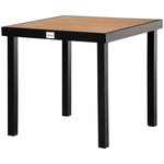 OUTSUNNY Table de jardin 2 personnes dim. 78 x 78 x 74 cm aluminium noir plastique effet bois. Coloris disponibles : Beige