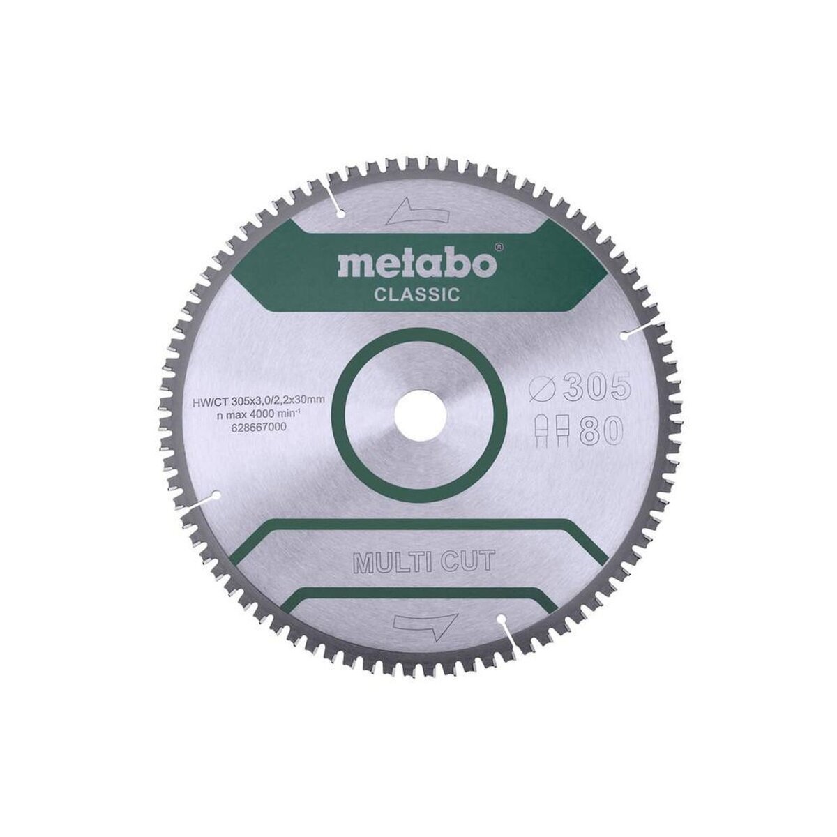 METABO SAS Lame de scie circ. Classic  Multi Cut  HW/CT 305x30, 80 FZ/TZ -5°