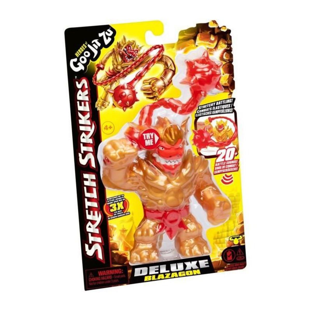 GENERIQUE Figurine Deluxe Stretch Strikers Blazagon 11cm - HERoeS OF GOO JIT ZU - Héros guerrier sonore avec arme extensible