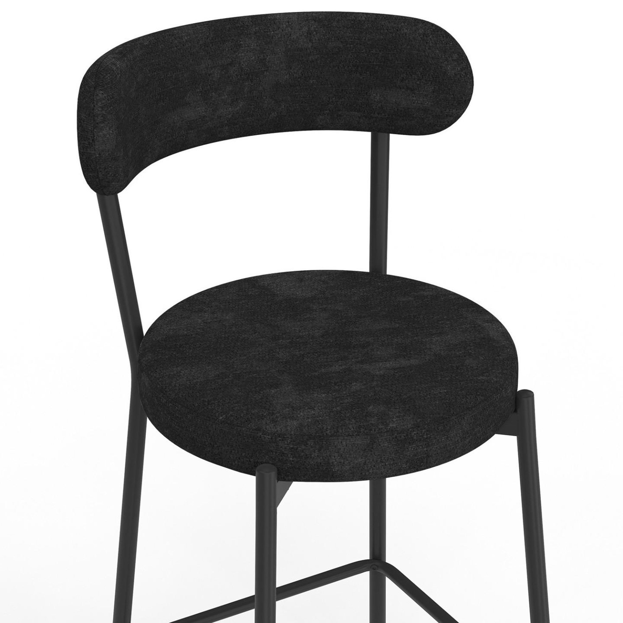 Voir la diapositive 6 : ID MARKET Lot de 4 tabourets de bar miki dossier incurvé en tissu chenille noir pieds en métal noir