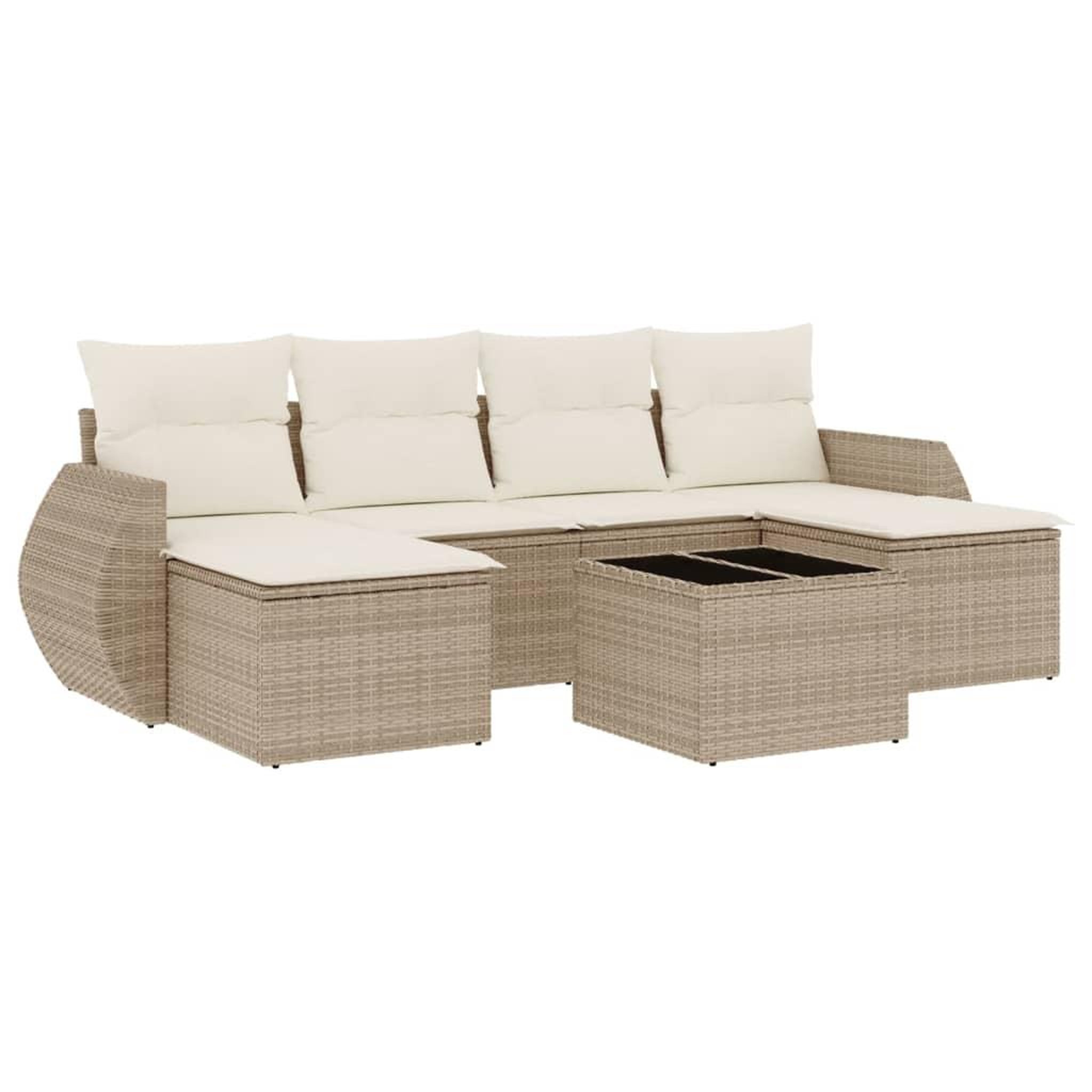 Voir la diapositive 2 : VIDAXL Salon de jardin avec coussins 7 pcs beige resine tressee
