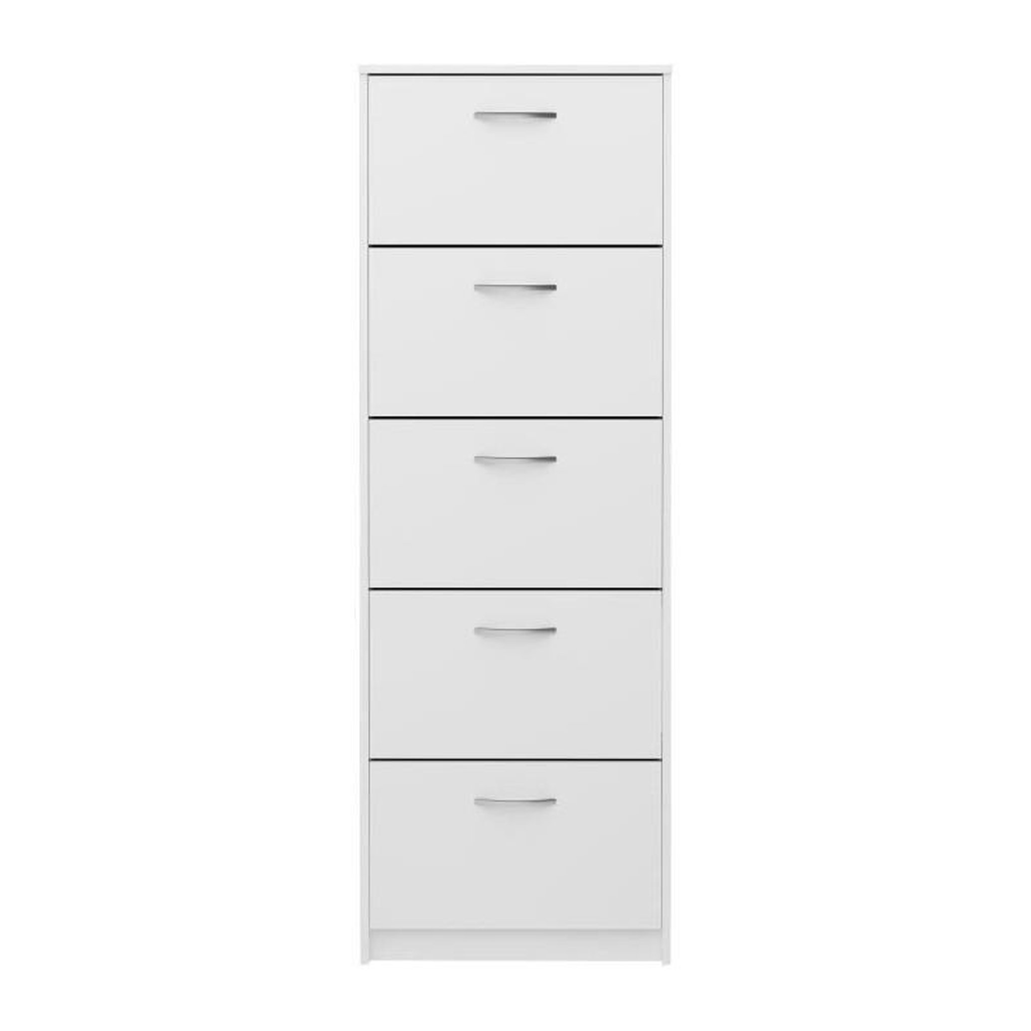 FMD Meuble a chaussures - Décor blanc - 5 Abattants - 10 paires - L58,5 x H168,5 x P17 cm - Fabriqué en Allemagne