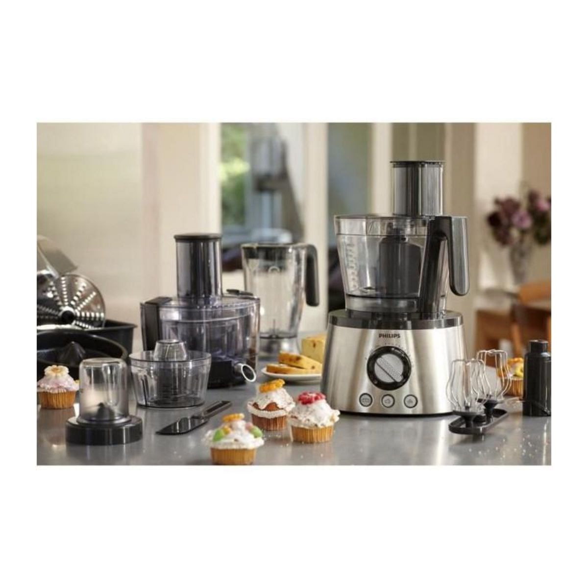 Philips Robot de cuisine 6-en-1 - PHILIPS - HR7778/00 - 1300 W - 3,4 L - Inox