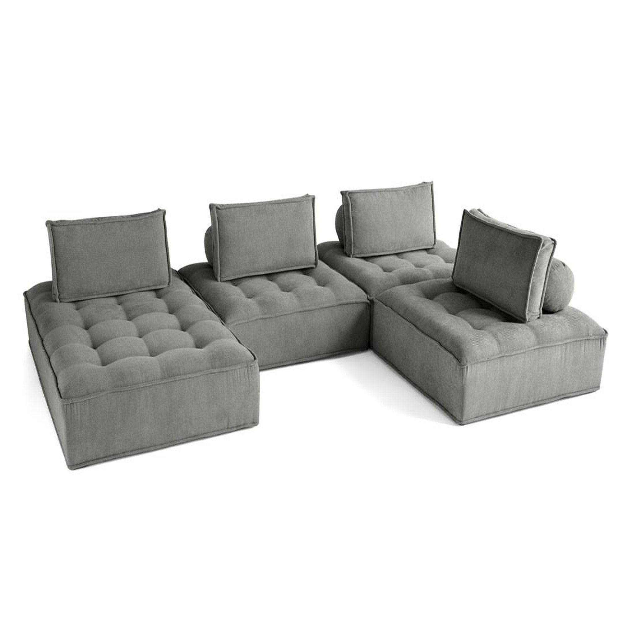 Voir la diapositive 3 : BEST MOBILIER Marisol - canapé panoramique modulable 7 places - velours texturé