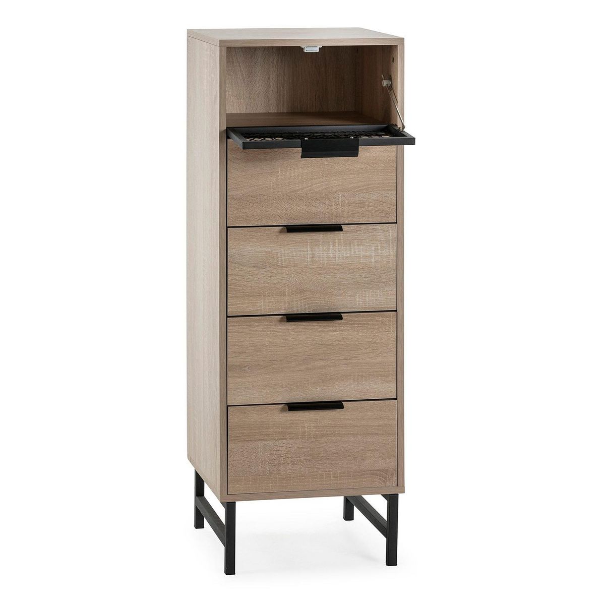 VS VENTA-STOCK Commode haute Hera 4 tiroirs 1 porte coloris bois