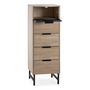 Voir la diapositive 3 : VS VENTA-STOCK Commode haute Hera 4 tiroirs 1 porte coloris bois