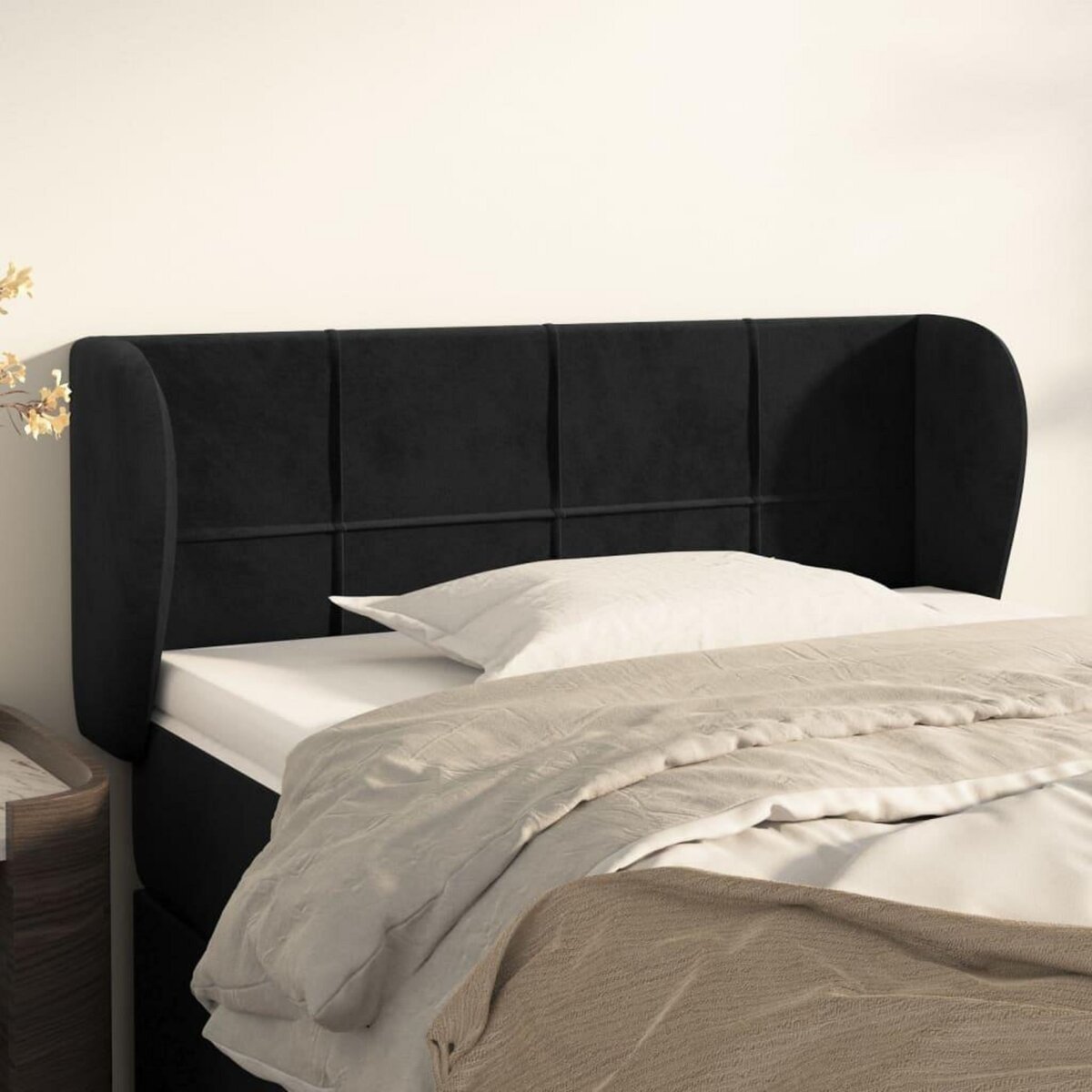 VIDAXL Tete de lit avec oreilles Noir 83x23x78/88 cm Velours