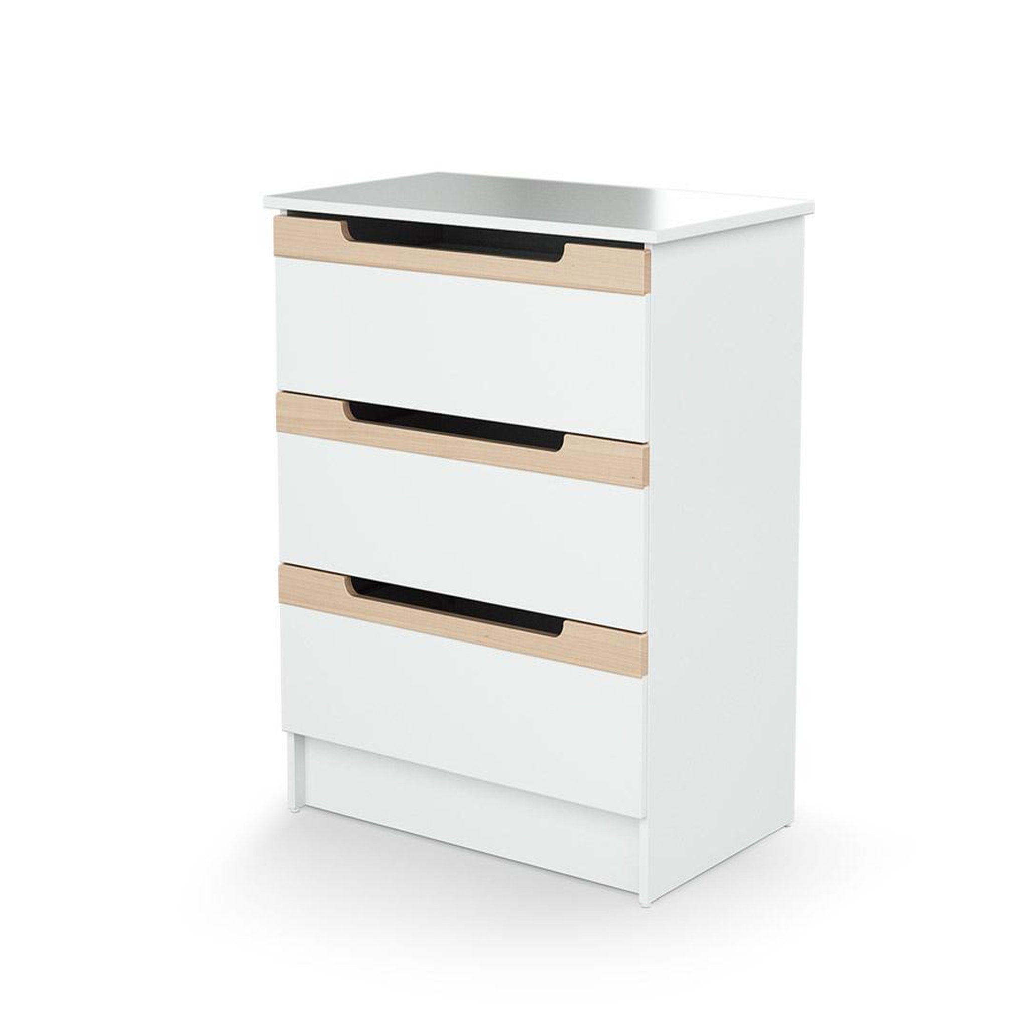 Voir la diapositive 6 : AT4 Chambre bébé lit, commode à langer et armoire blanc et hêtre verni