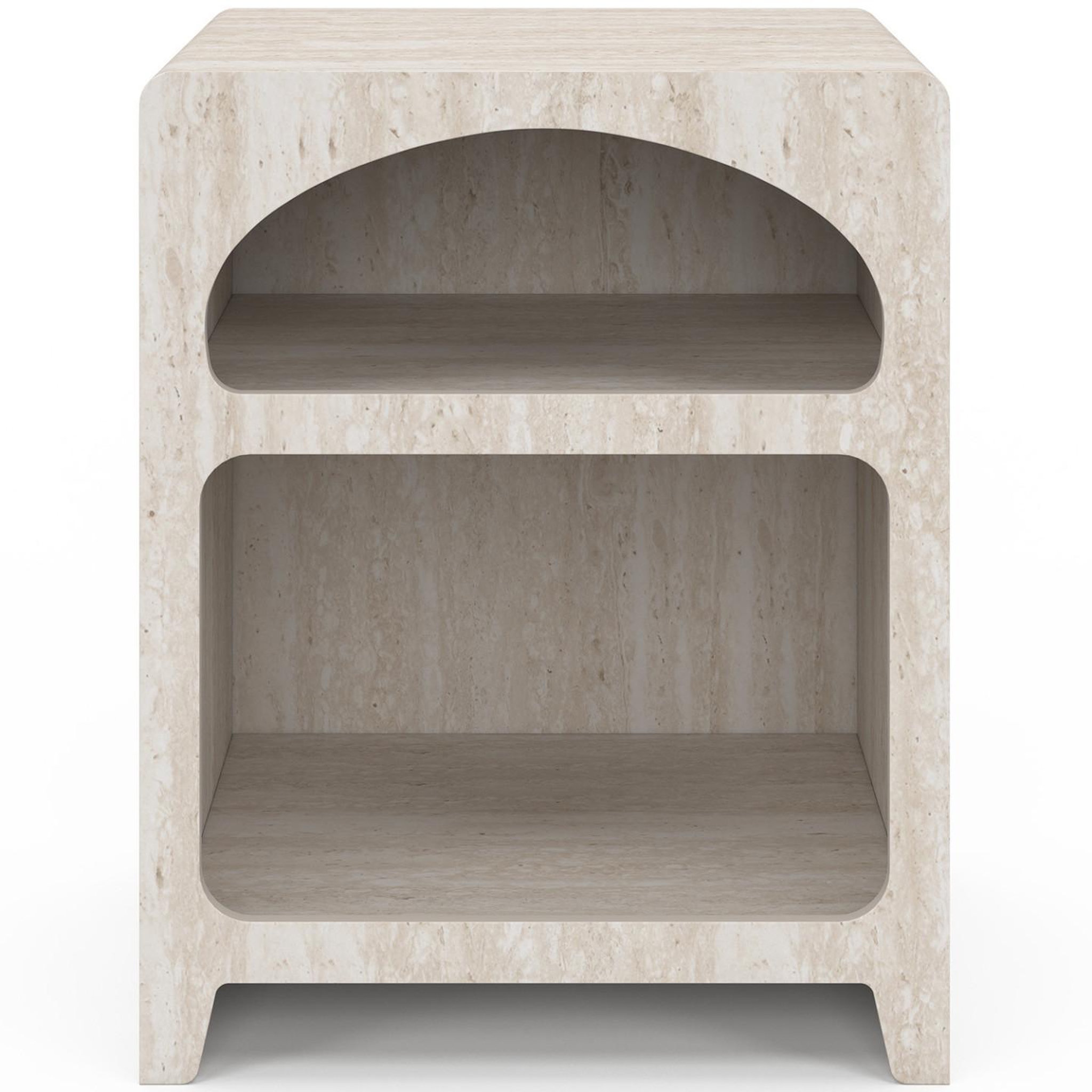 Voir la diapositive 3 : ID MARKET Lot de 2 tables de chevets organiques alesia beige effet marbre 2 compartiments