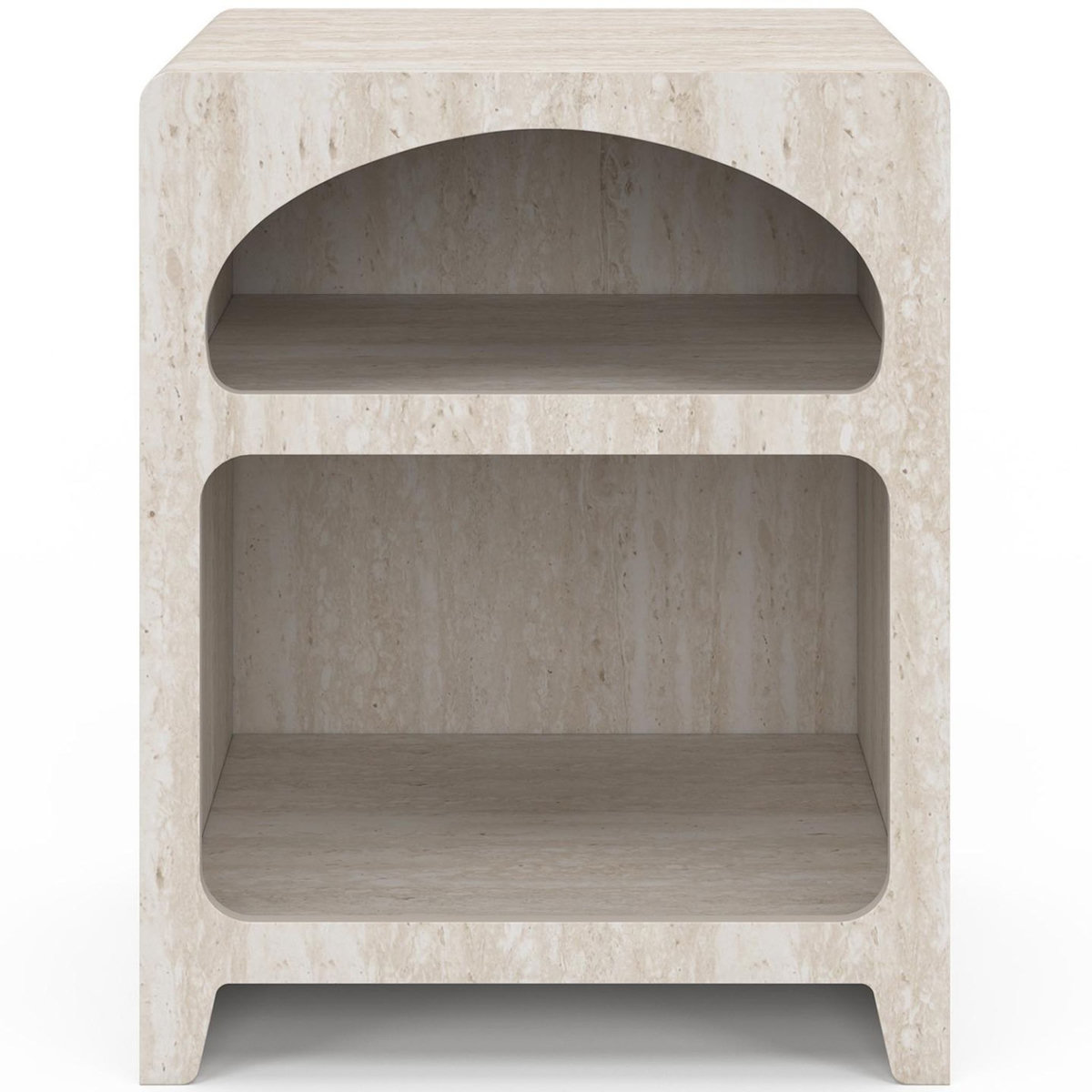ID MARKET Lot de 2 tables de chevets organiques ALESIA beige effet marbre 2 compartiments