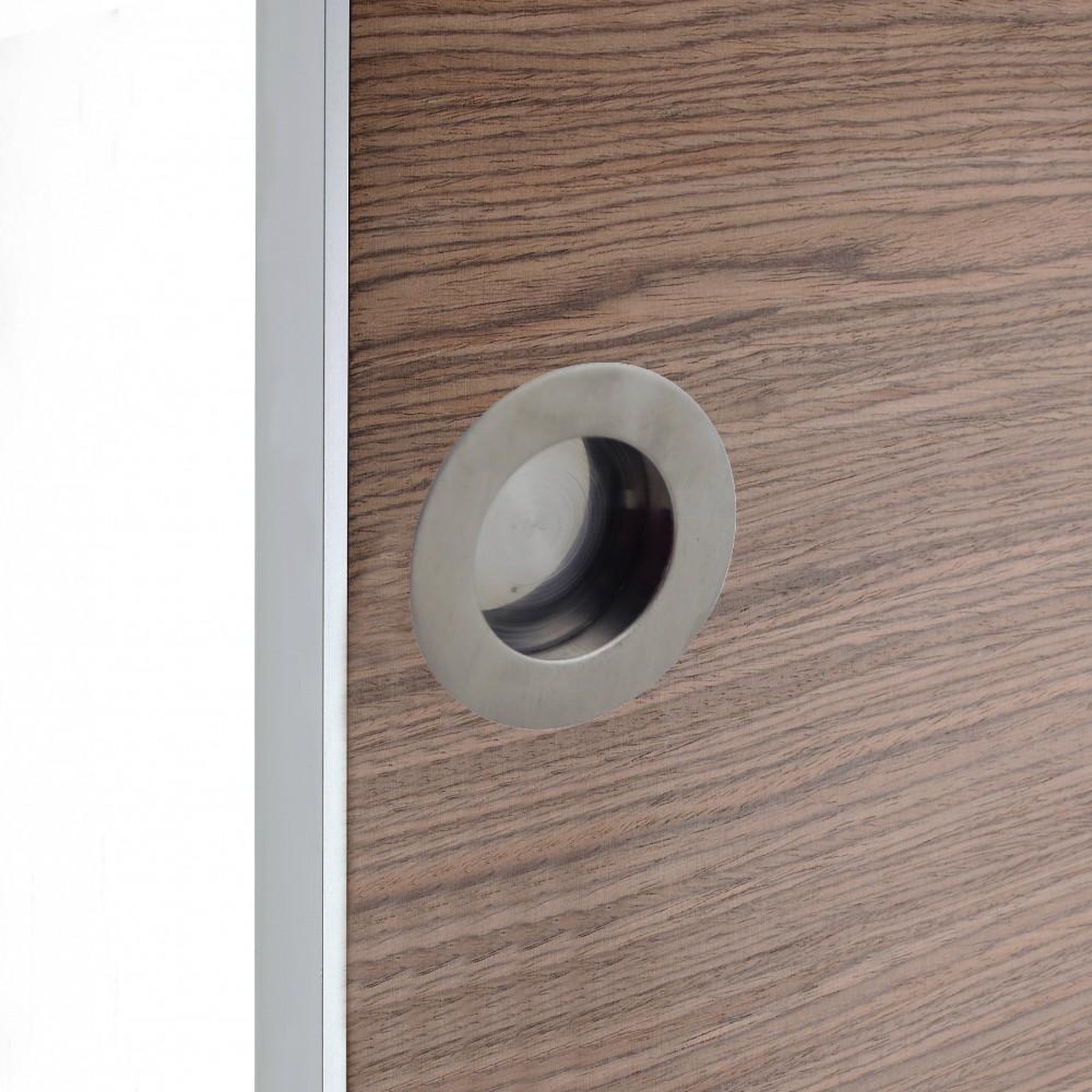 CENTRALE BRICO Poignée porte coulissante rond inox brossé, gris