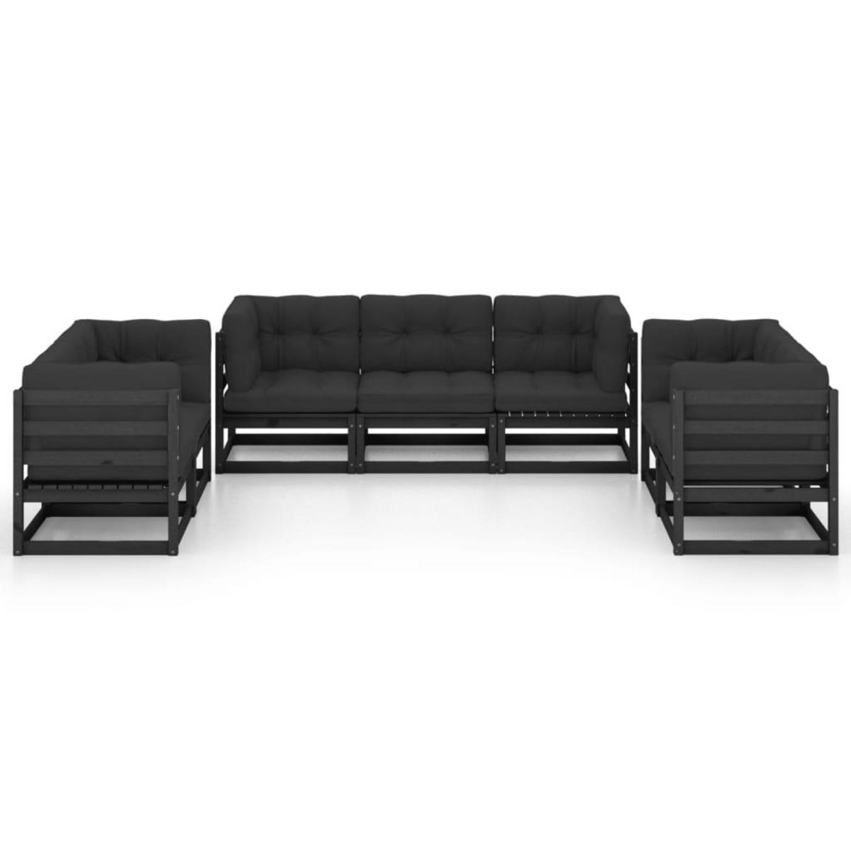 VIDAXL Salon de jardin 7 pcs avec coussins Bois de pin massif