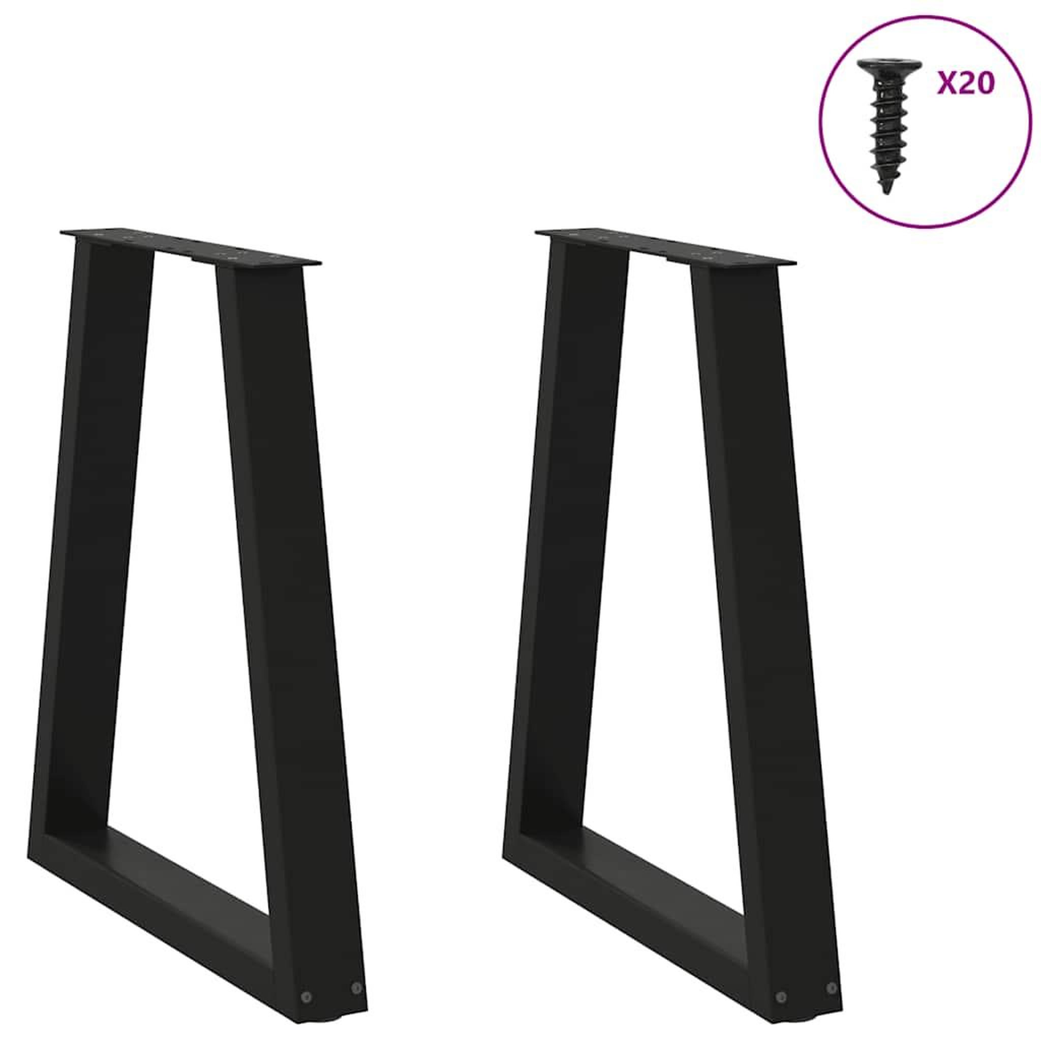 Voir la diapositive 3 : VIDAXL Pieds de table basse forme de V 2 pcs noir 60x(72-73) cm acier