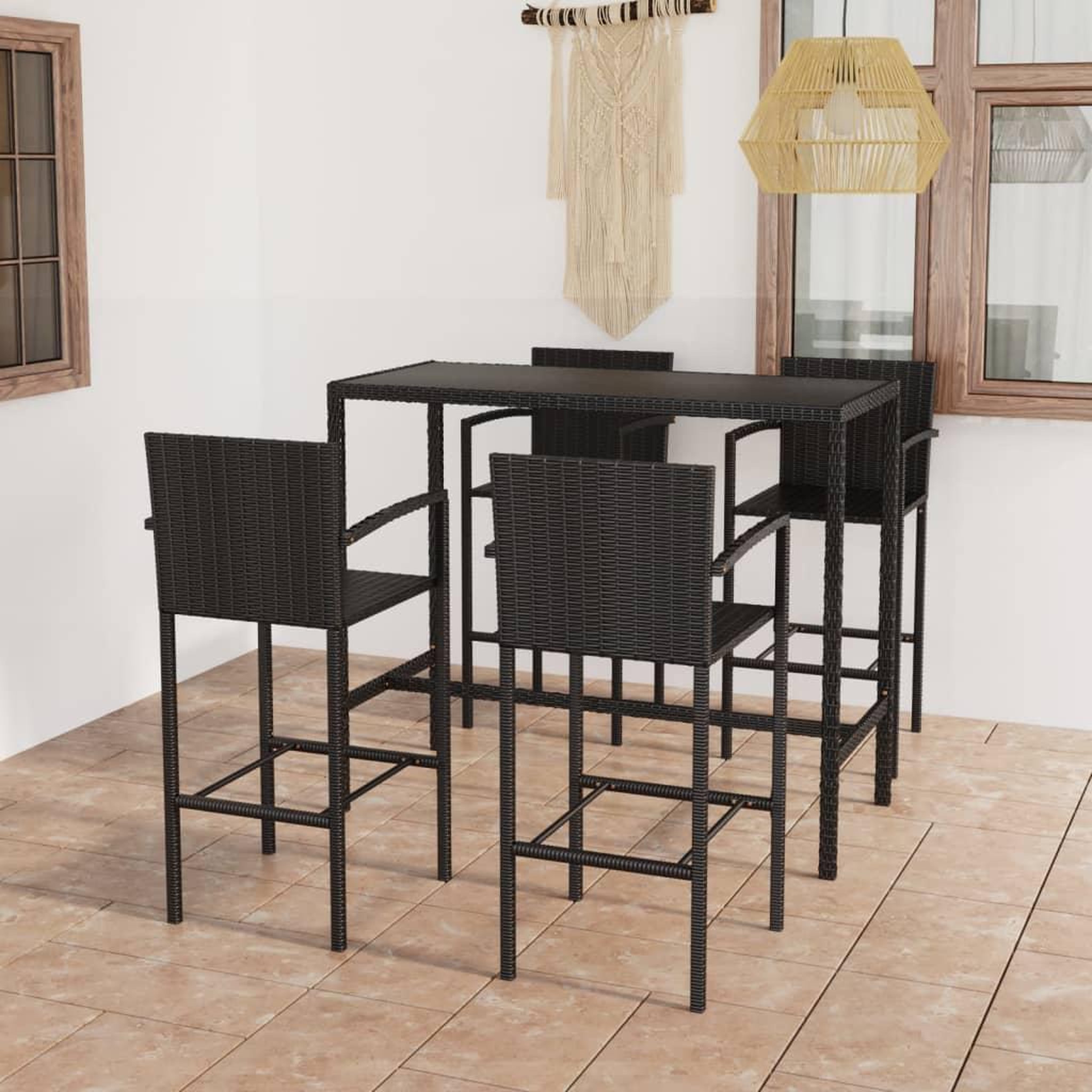 Voir la diapositive 1 : VIDAXL Ensemble de bar de jardin 5 pcs Resine tressee Noir