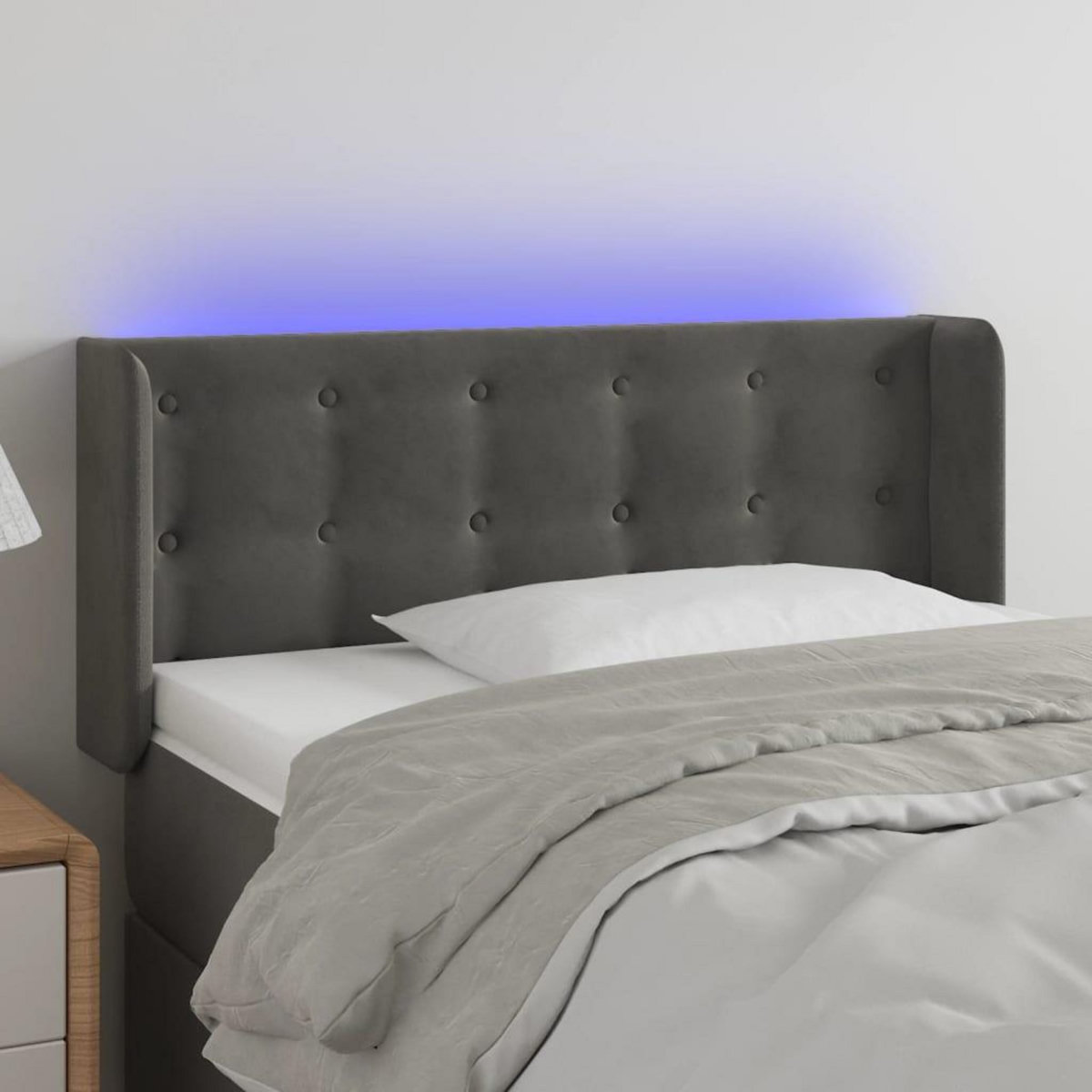VIDAXL Tete de lit a LED Gris fonce 83x16x78/88 cm Velours