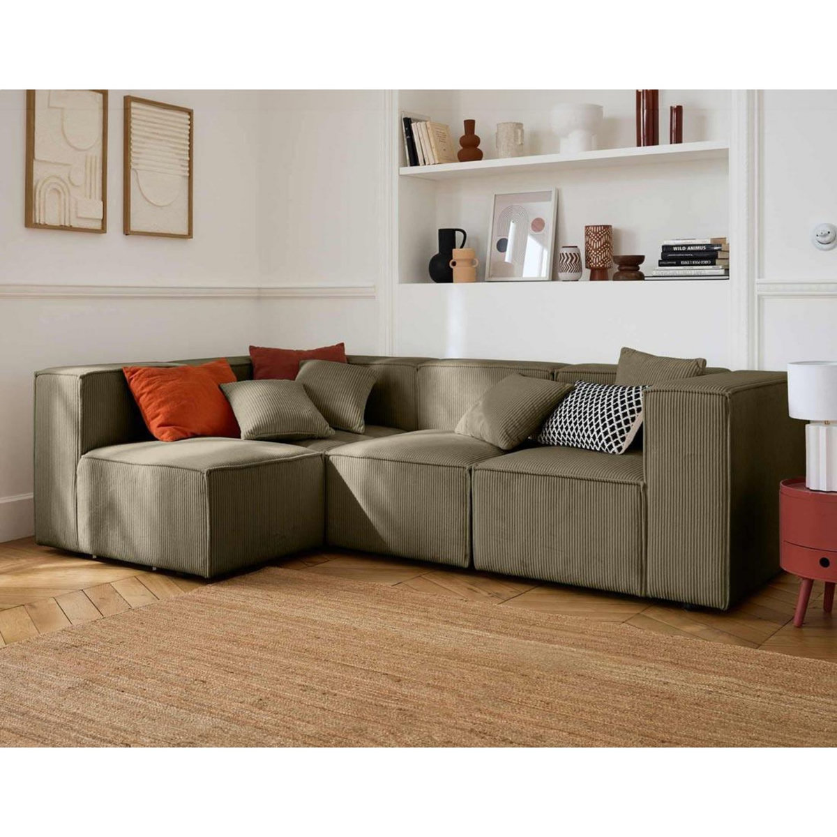 LISA DESIGN Arty - canapé modulable d'angle gauche 4 places - en velours côtelé