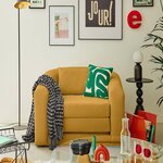 BEST MOBILIER Nuvia - canapé convertible déplimousse 1 place en velours texturé. Coloris disponibles : Orange, Beige, Vert, Bleu, Gris, Noir, Jaune