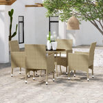 VIDAXL Ensemble a manger de jardin 5 pcs Resine tressee Beige