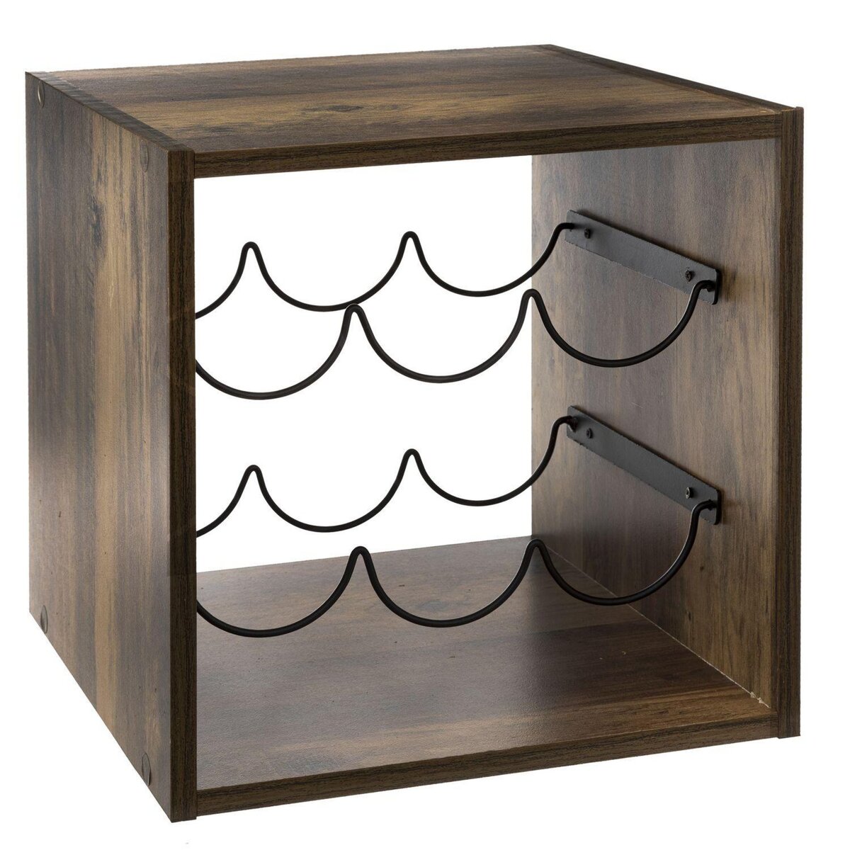 FIVE Rack à bouteilles Mix'n module en panneaux de particules et métal - Marron et Noir