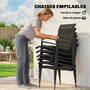 Voir la diapositive 5 : OUTSUNNY Salon de jardin 6 places 7 pièces chaises empilables métal noir