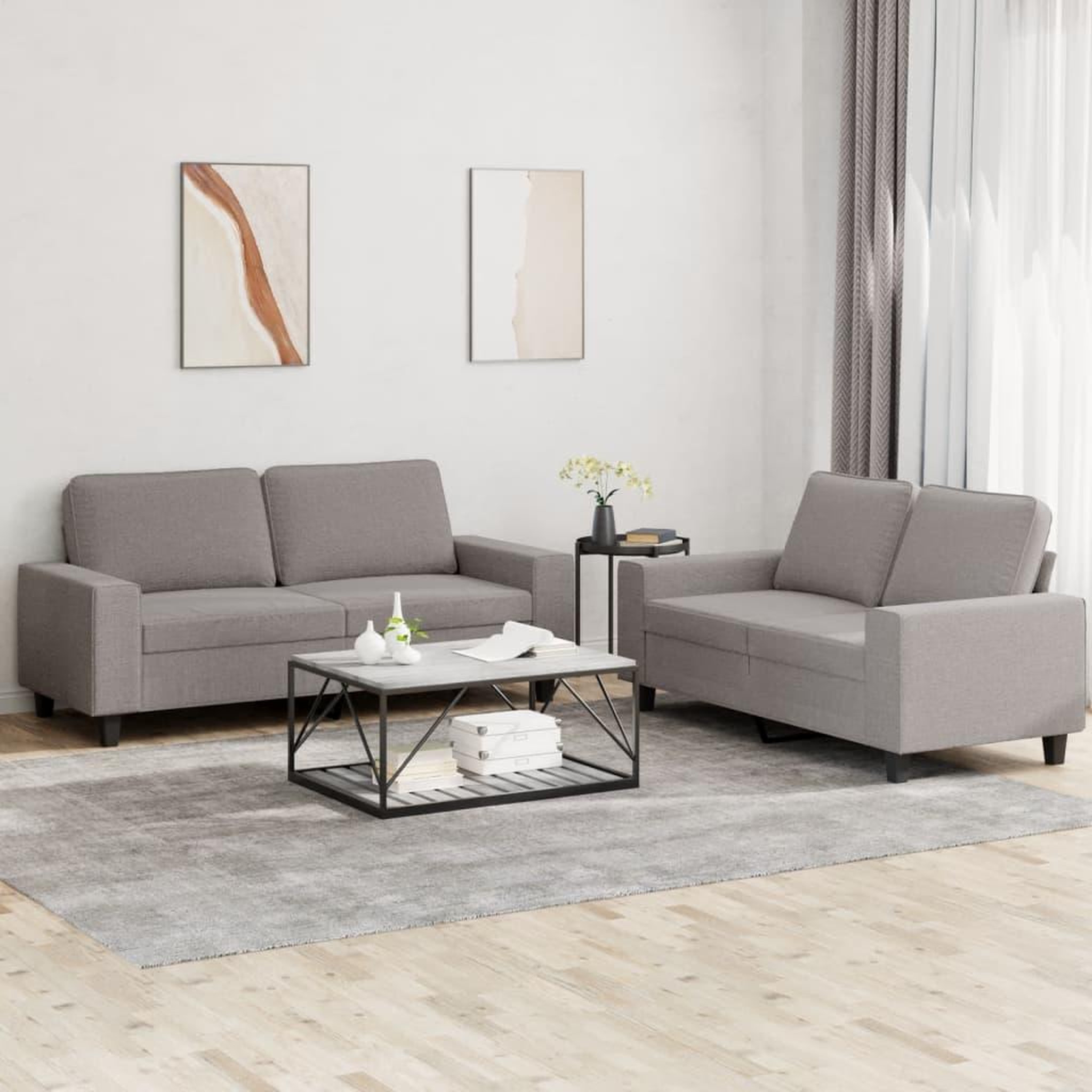 Voir la diapositive 1 : VIDAXL Ensemble de canapes 2 pcs taupe tissu