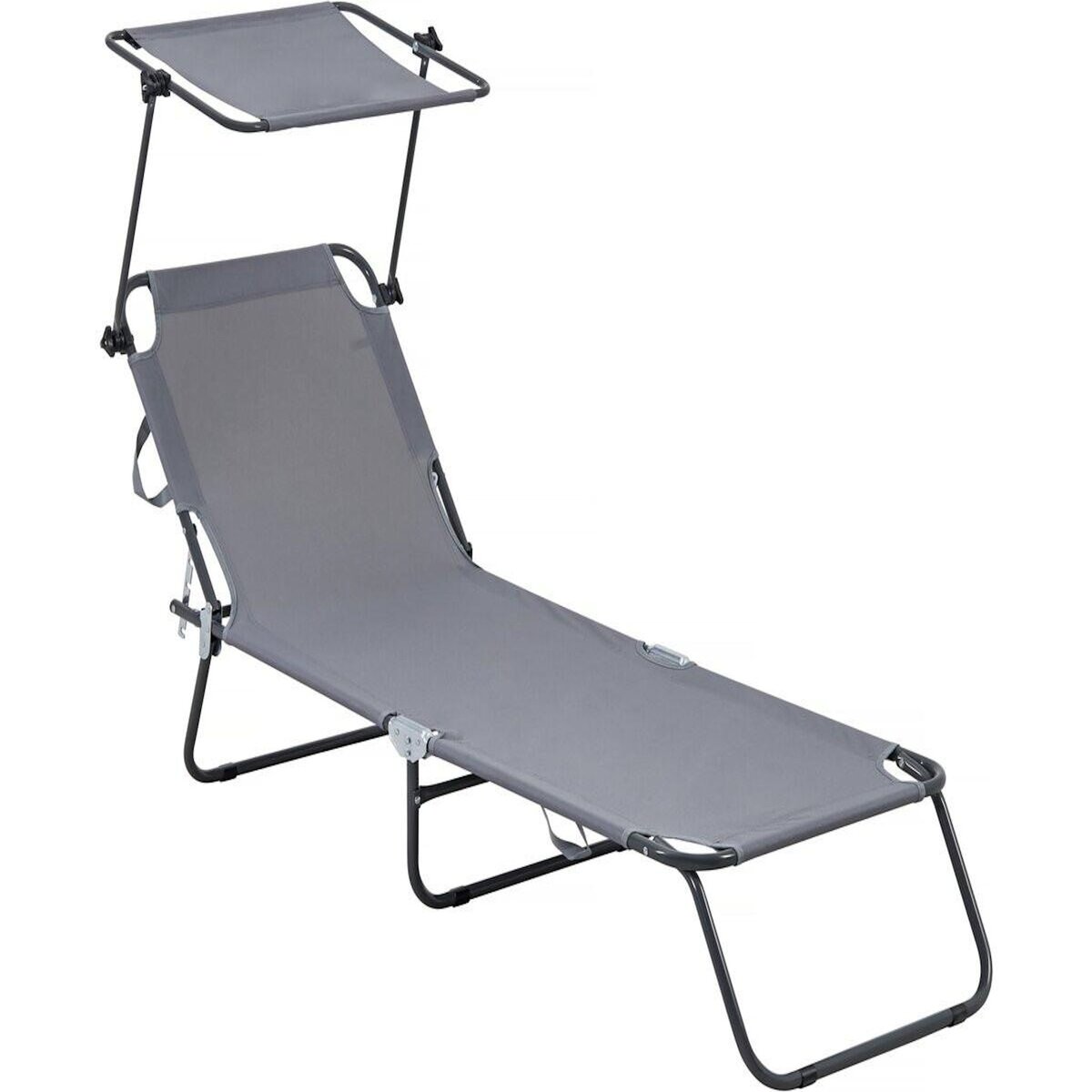 Habitat et Jardin Bain de soleil pliable  Lazy  - Avec pare soleil - Gris