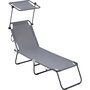 Voir la diapositive 1 : Habitat et Jardin Bain de soleil pliable  Lazy  - Avec pare soleil - Gris