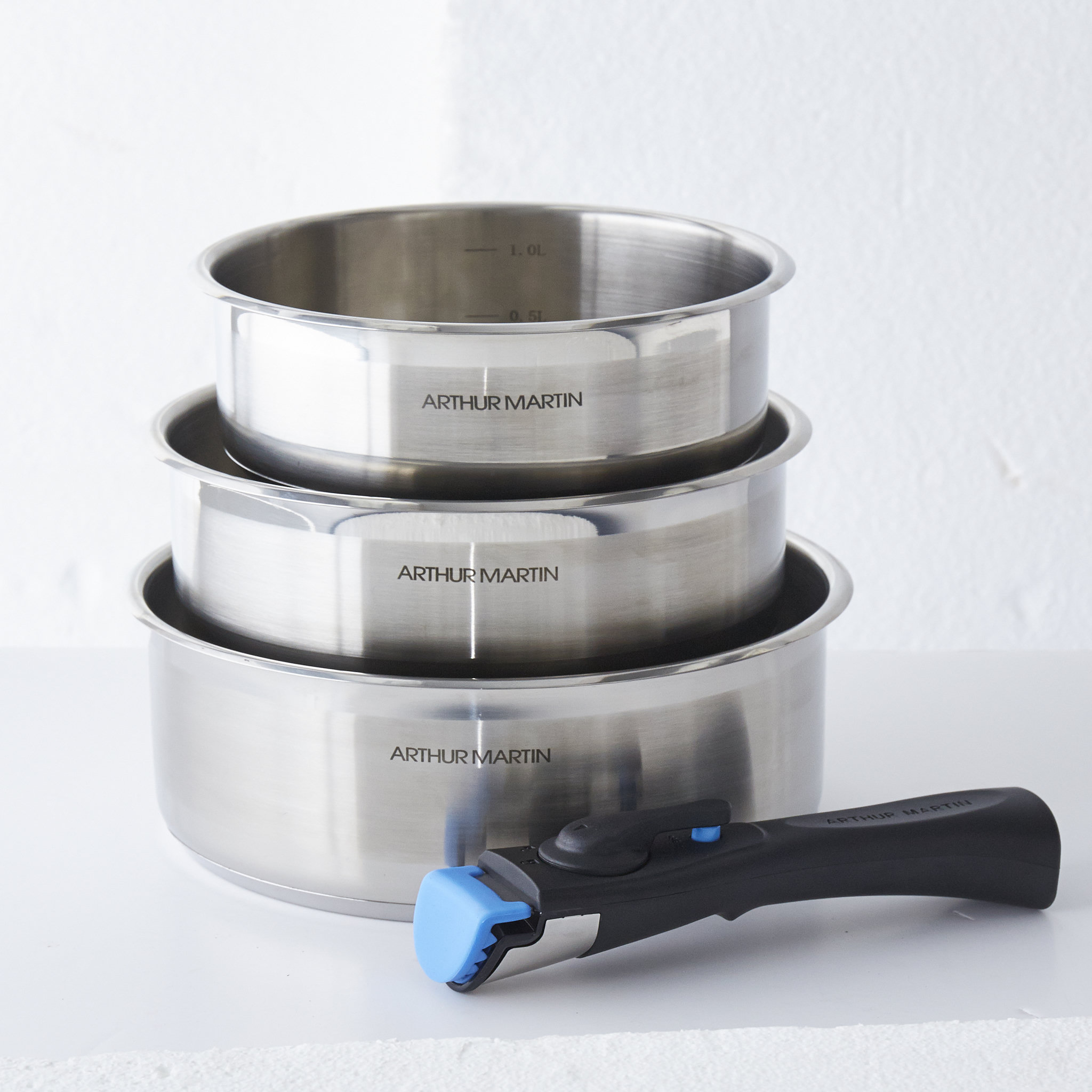 Voir la diapositive 2 : Arthur Martin Set de 3 casseroles induction 16/18/20 cm inox