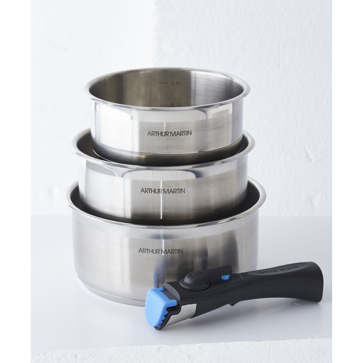 Arthur Martin Set de 3 casseroles induction 16/18/20 cm inox