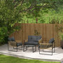 Voir la diapositive 2 : OUTSUNNY Ensemble salon de jardin  4 places 4 pièces 3 coussins acier résine gris