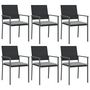 Voir la diapositive 2 : VIDAXL Chaises de jardin et coussins lot de 6 noir 54x62,5x89 cm rotin