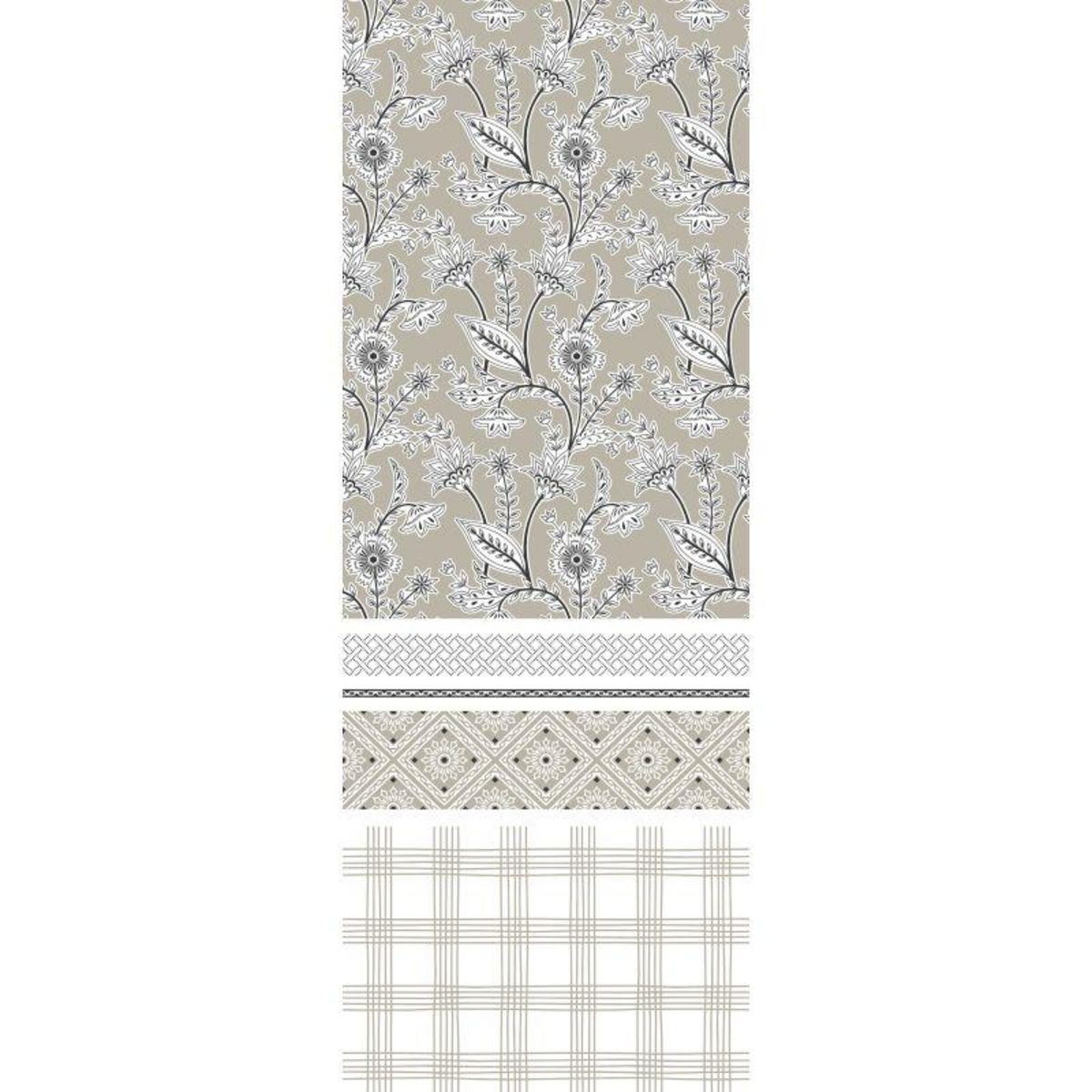 UNIVERS DECOR Pack complet housse de couette réversible pour lit 180 x 200 cm  King size  Floral taupe
