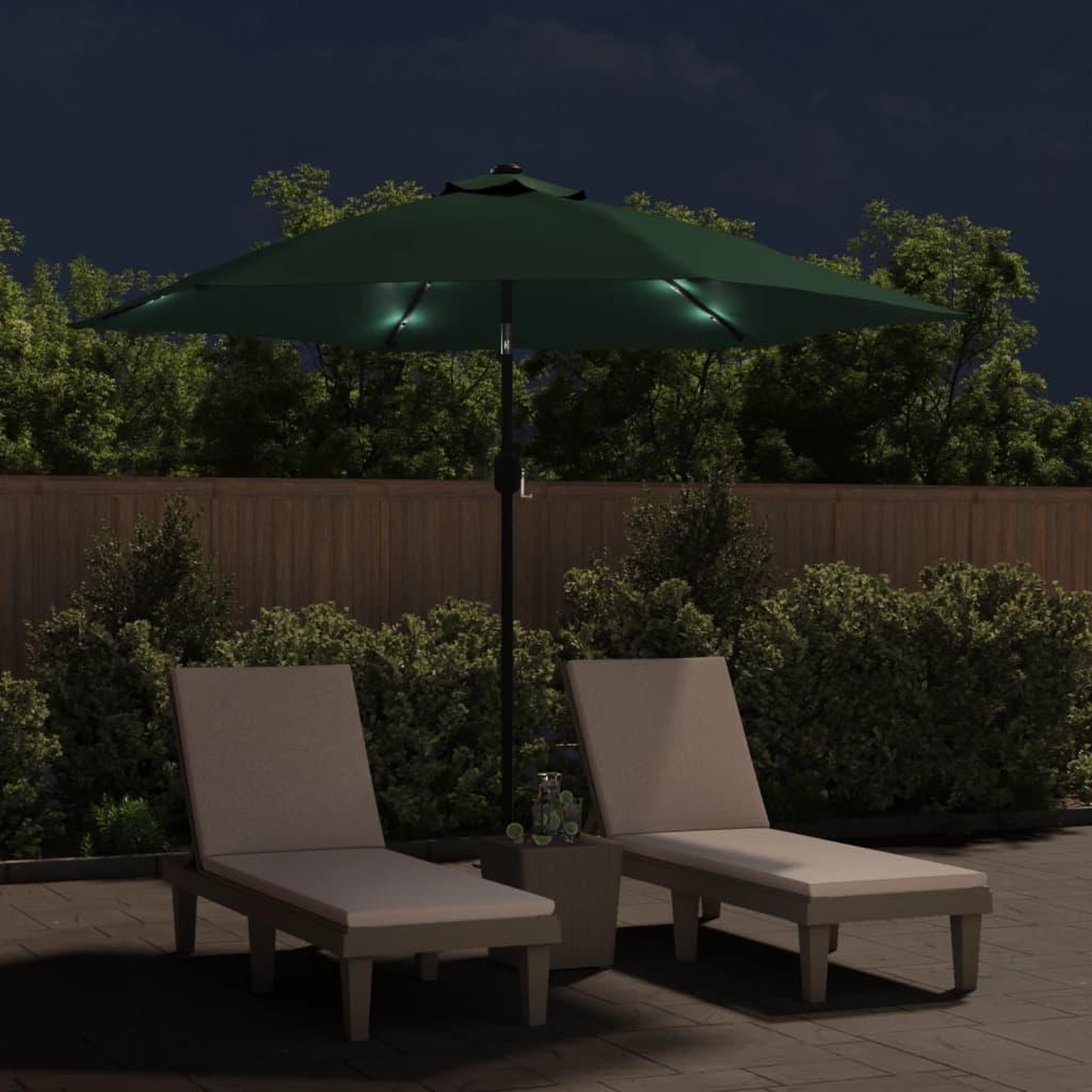 Voir la diapositive 3 : VIDAXL Parasol de jardin en porte-a-faux avec LED 3 m vert