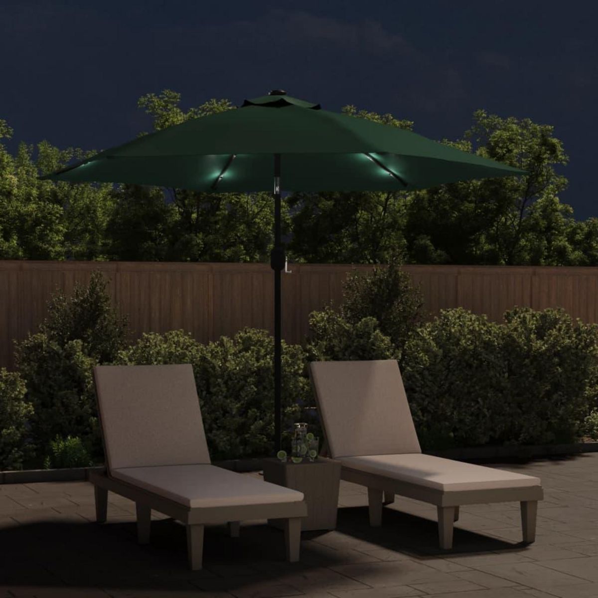VIDAXL Parasol de jardin en porte-a-faux avec LED 3 m vert