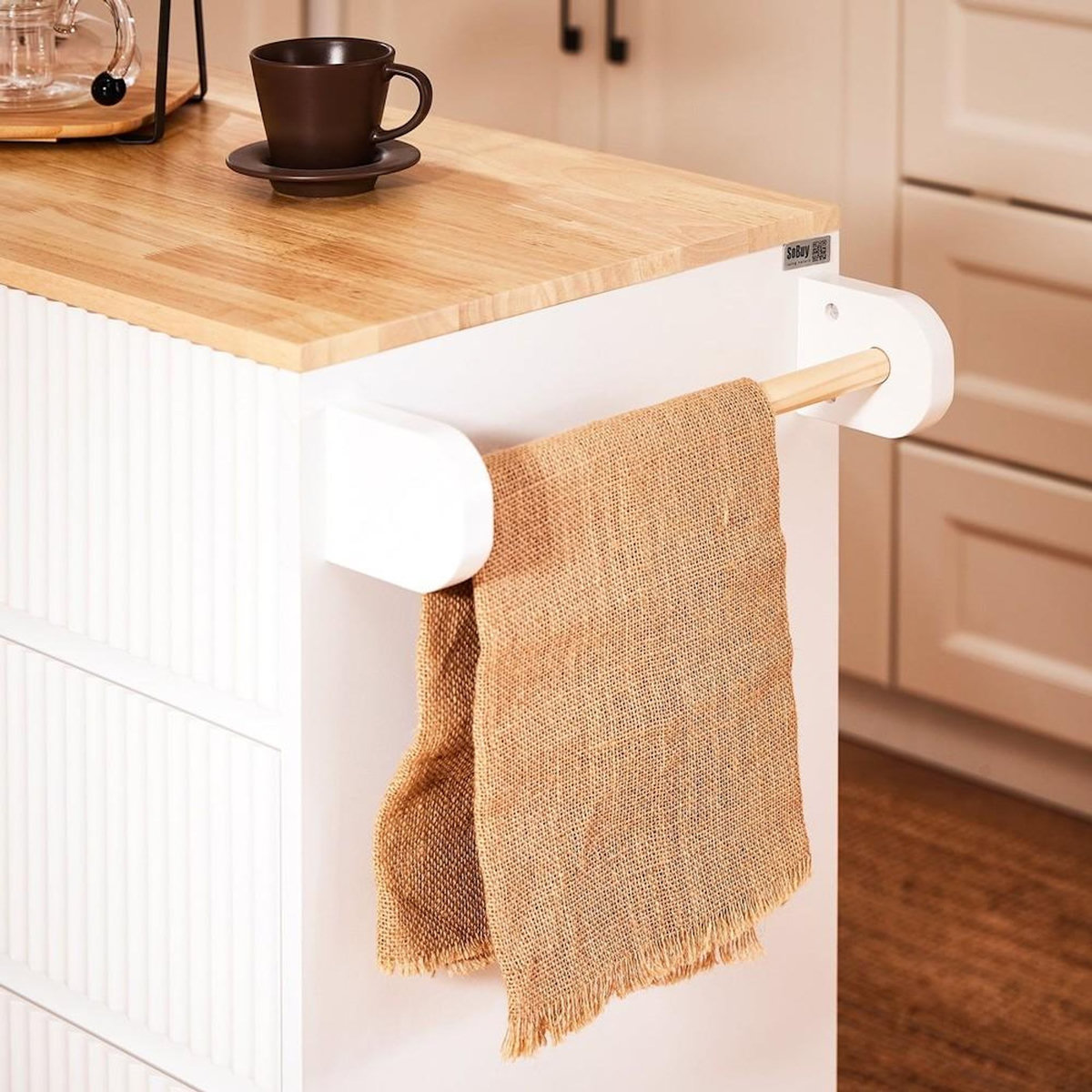 SOBUY SoBuy - Îlot De Cuisine à trois tiroirs - Blanc - 90x40x90cm - Moderne - FKW124-NW