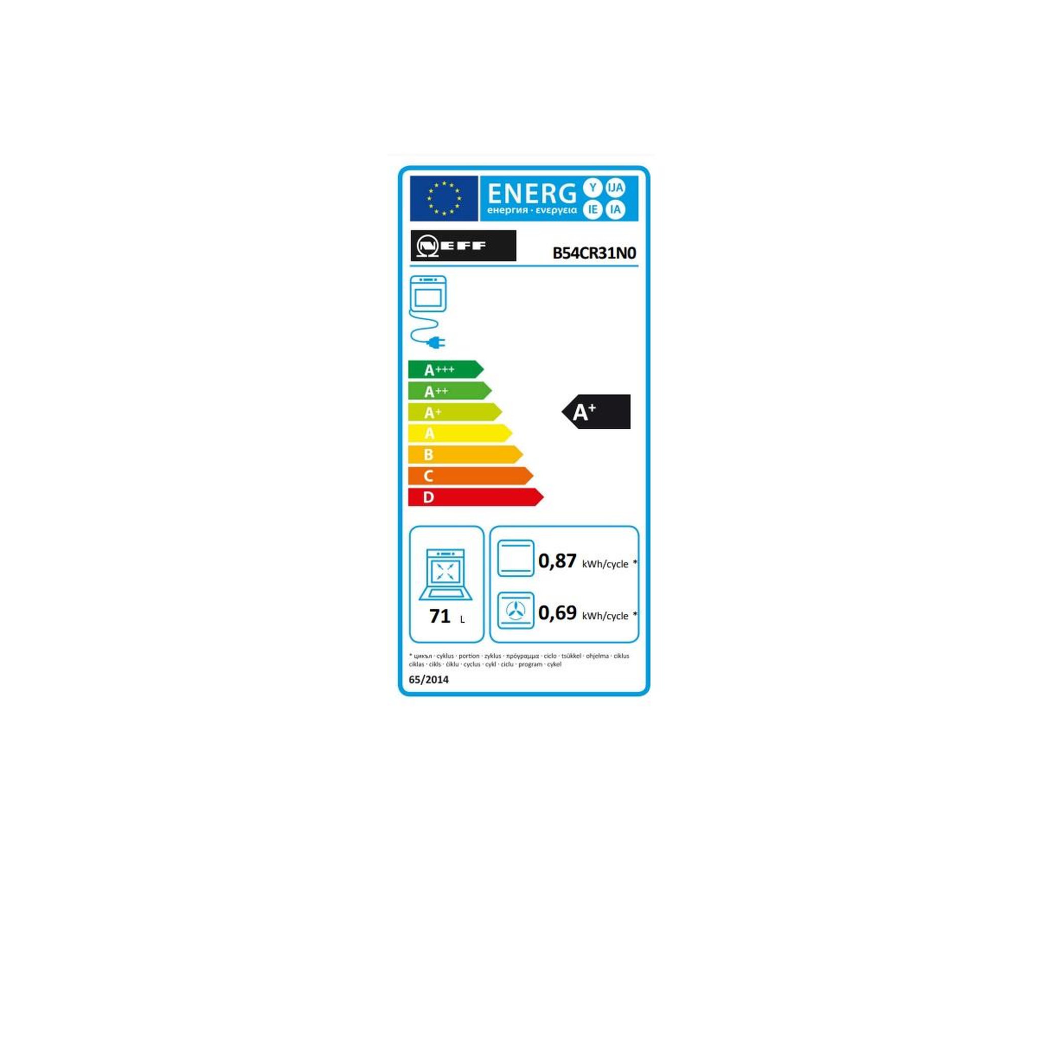 Voir la diapositive 2 : Neff Four intégrable multifonction 71l 60cm hydrolyse noir - b54cr31n0