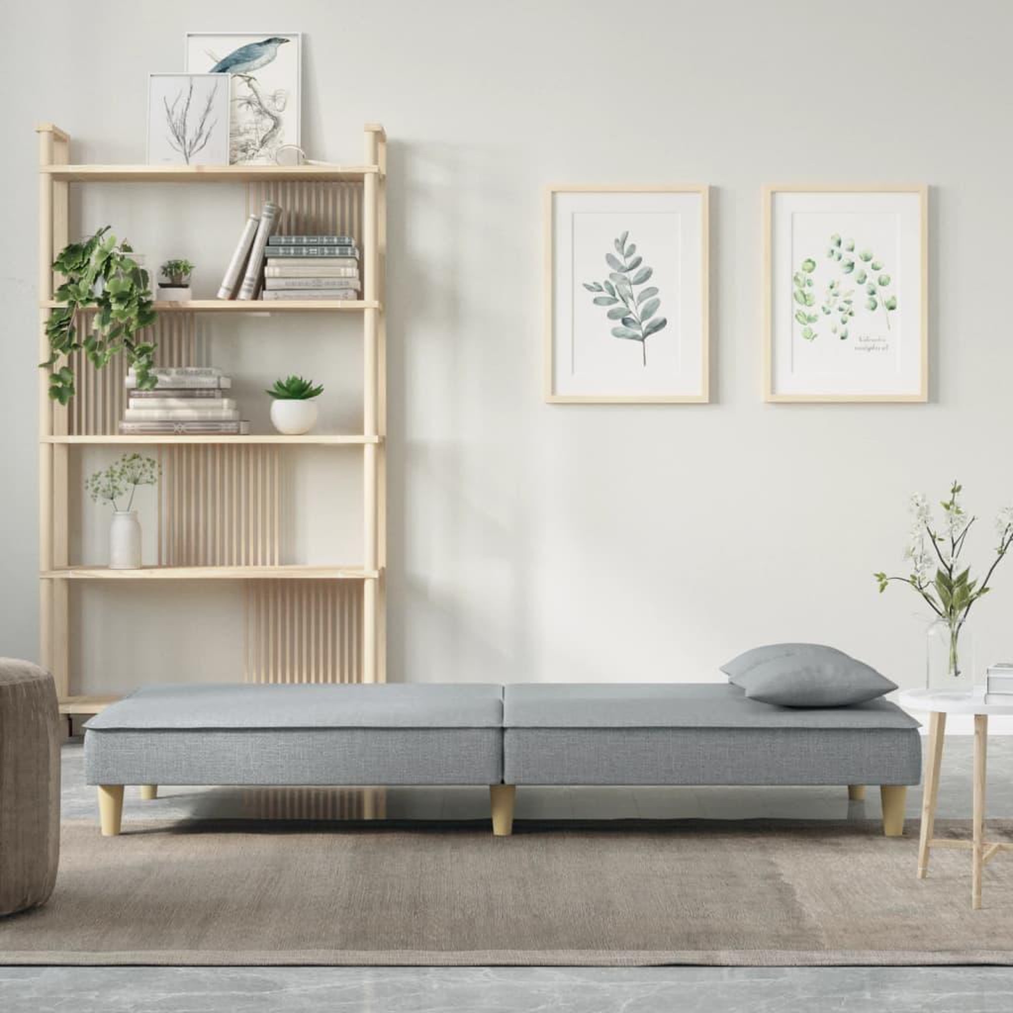 Voir la diapositive 3 : VIDAXL Canape-lit a gris clair tissu