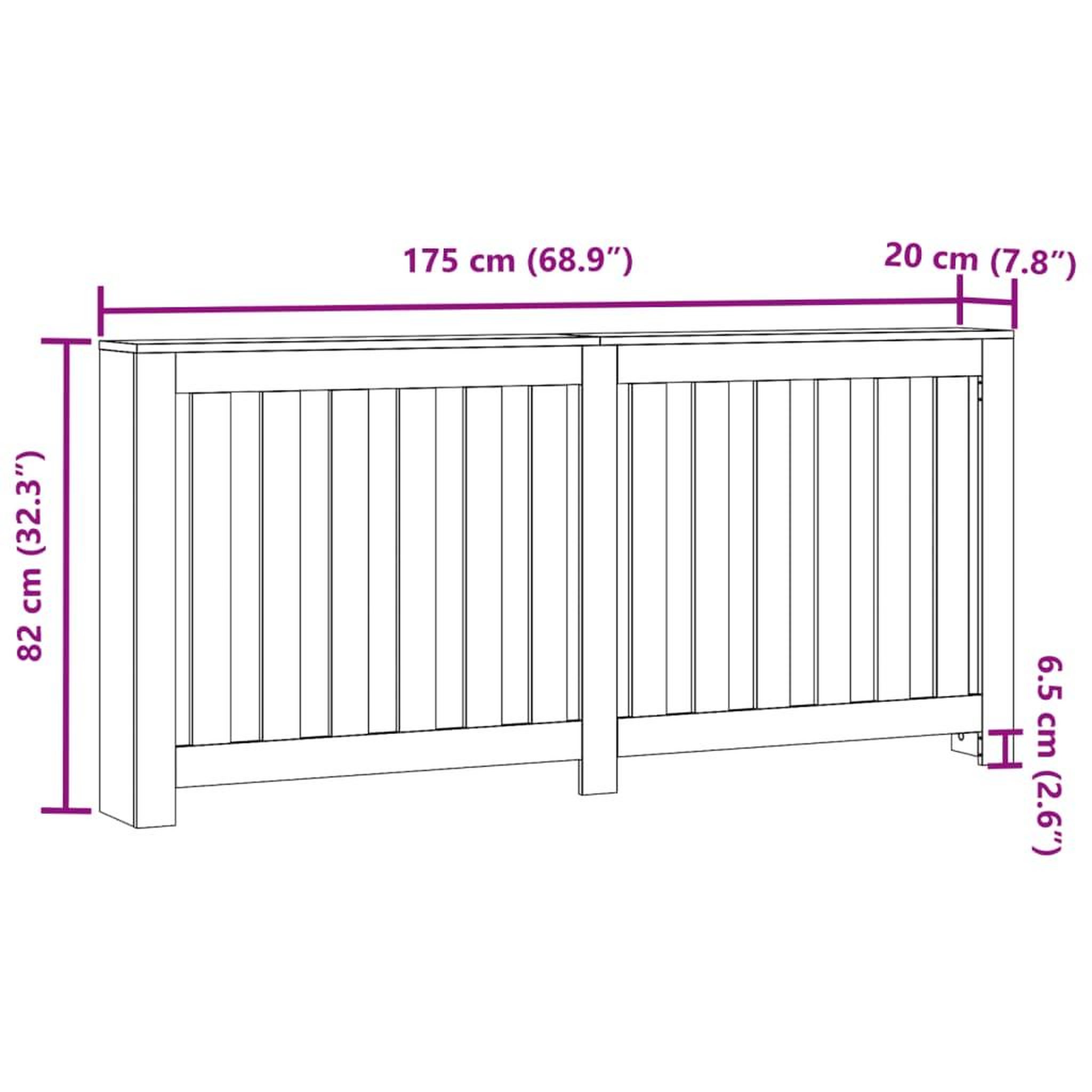 Voir la diapositive 6 : VIDAXL Cache-radiateur sonoma gris 175x20x82 cm bois d'ingenierie
