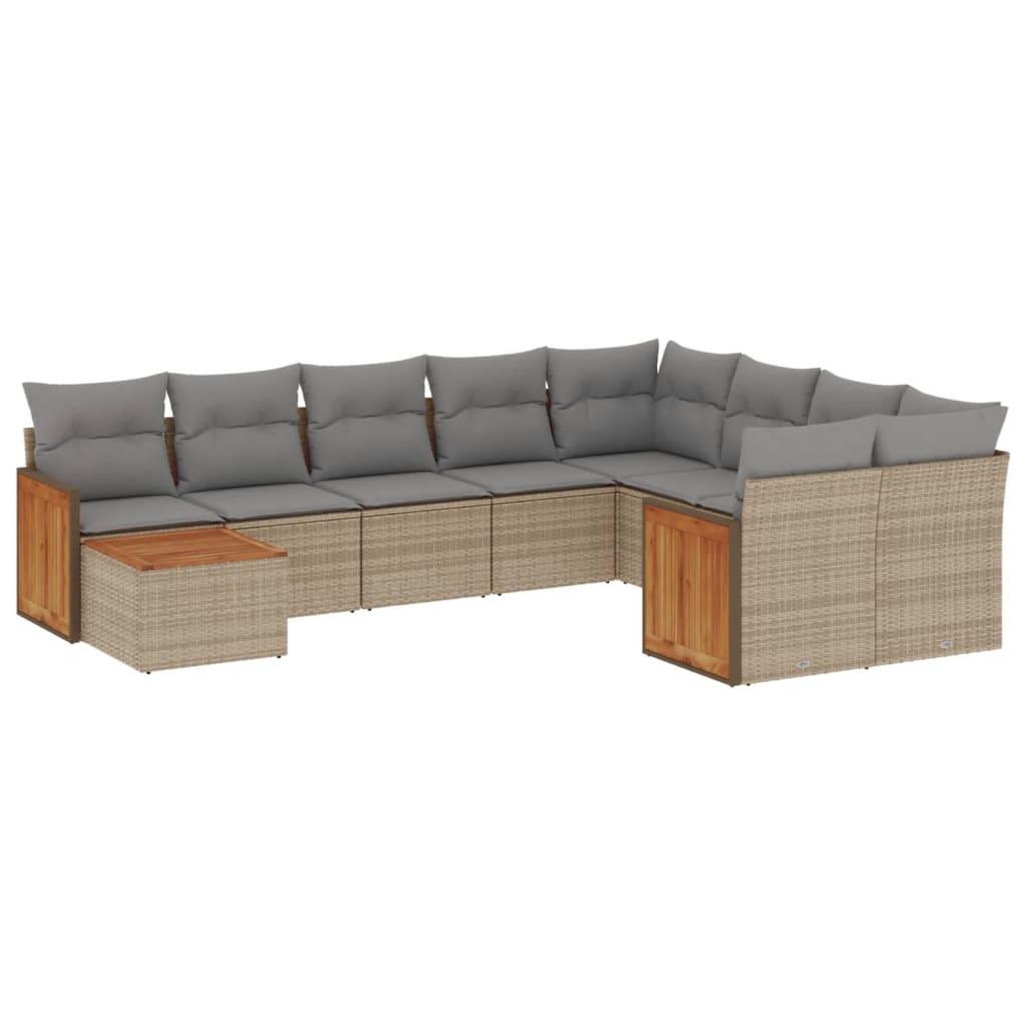Voir la diapositive 2 : VIDAXL Salon de jardin avec coussins 10 pcs beige resine tressee
