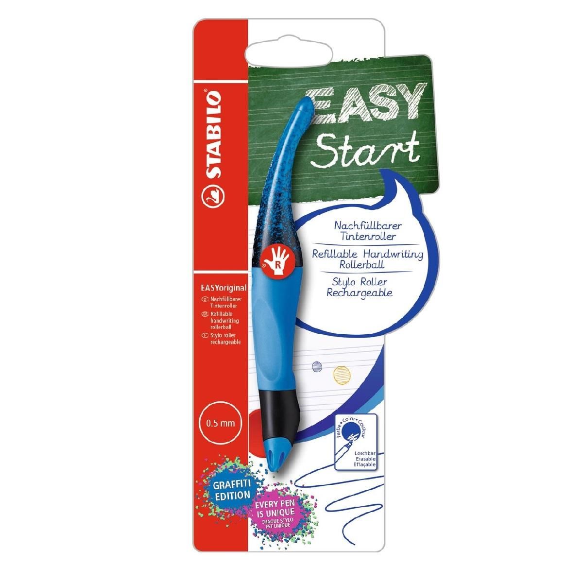 STABILO  Stylo roller ergonomique rechargeable Easy start spécial droitier Graffiti Edition