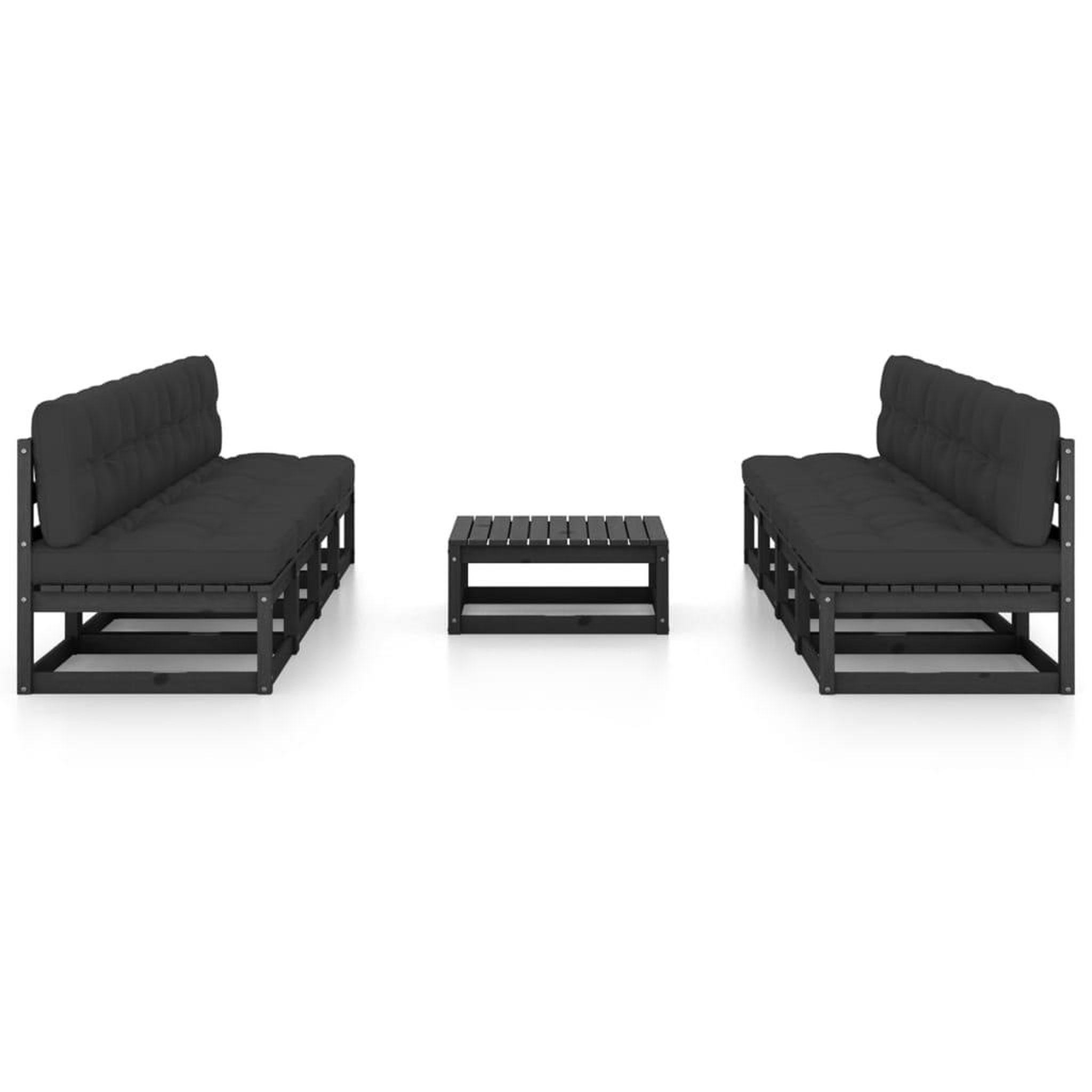 Voir la diapositive 3 : VIDAXL Salon de jardin 9 pcs avec coussins Bois de pin massif
