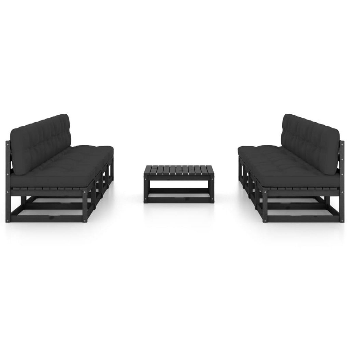 VIDAXL Salon de jardin 9 pcs avec coussins Bois de pin massif