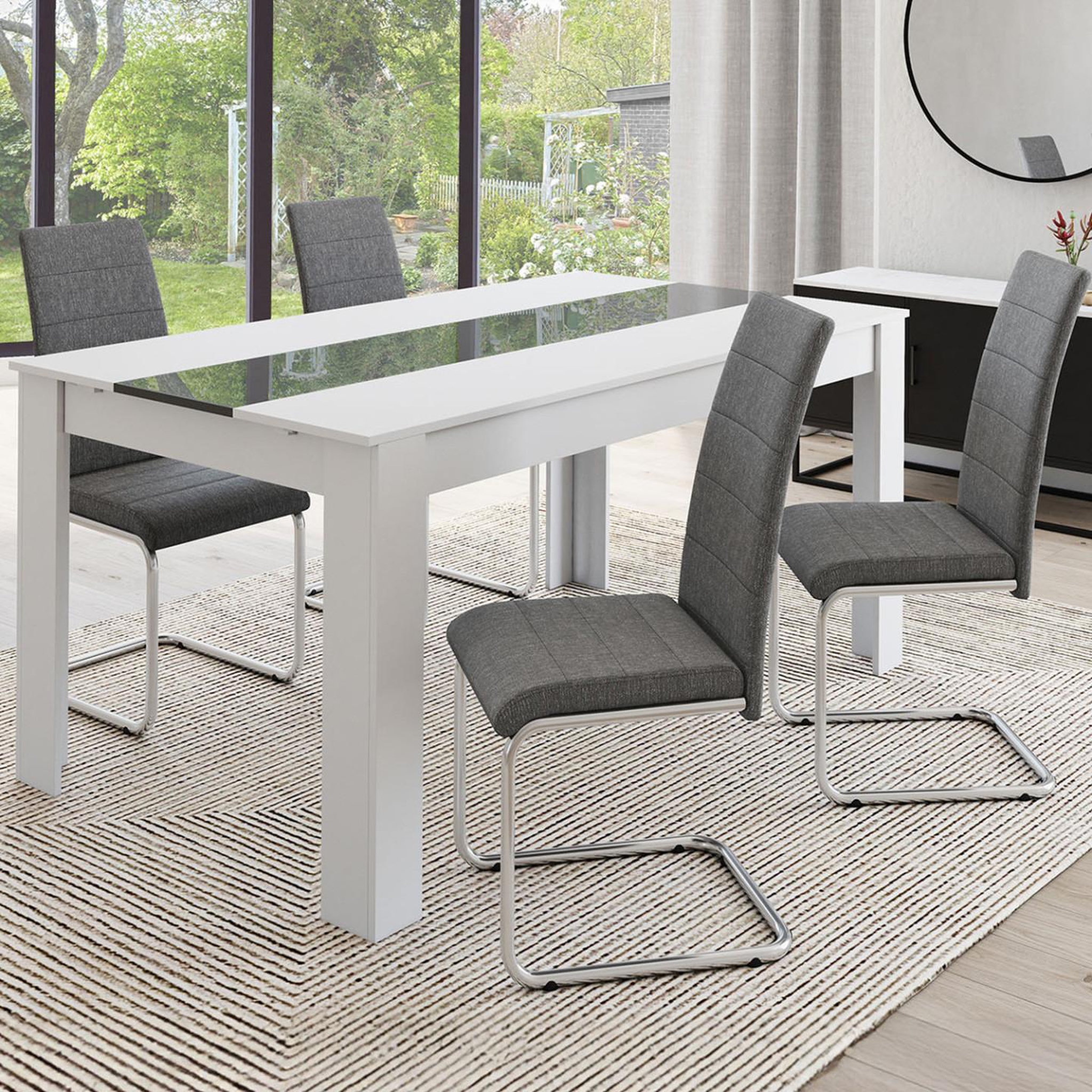 Voir la diapositive 2 : ID MARKET Lot de 4 chaises mia en tissu gris anthracite pour salle à manger