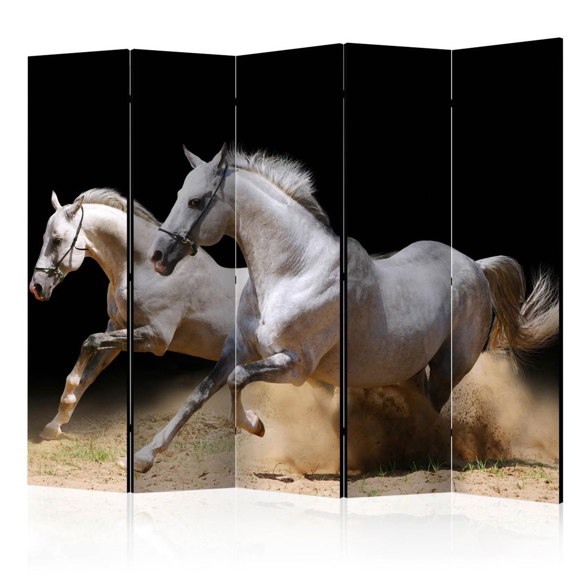 Paris Prix Paravent 5 volets  galloping horses on the sand  172x225cm