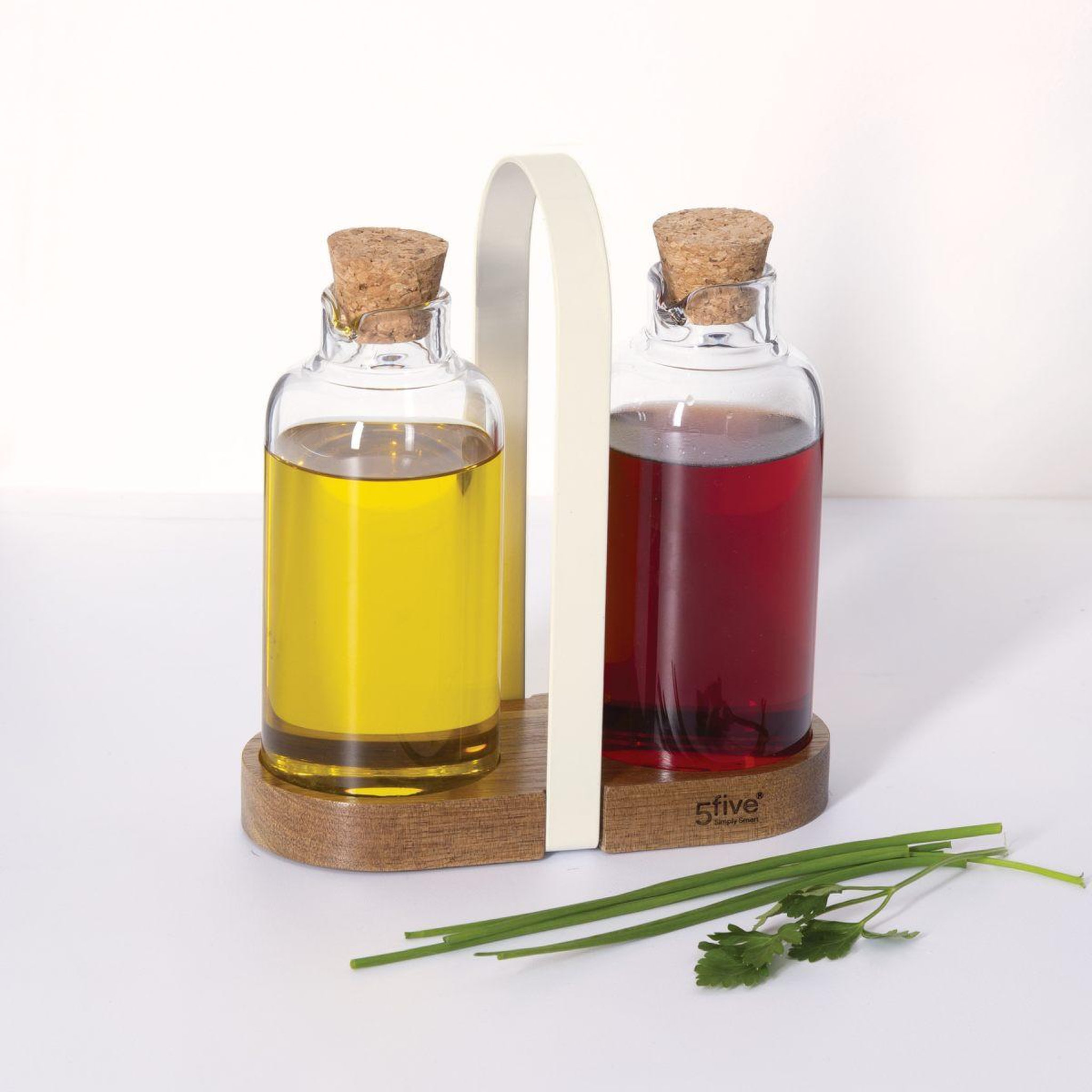 Voir la diapositive 2 : FIVE Set huile & vinaigre avec support  harmony  19cm naturel