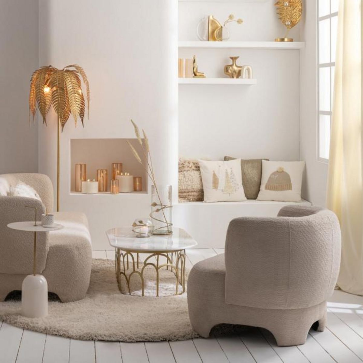 Paris Prix Table d'Appoint Design en Métal  Disque  68cm Blanc