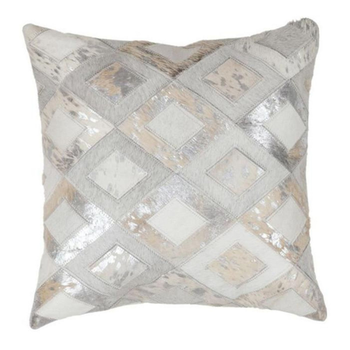 Paris Prix Coussin Design en Cuir  Spark  45x45cm Gris & Argent