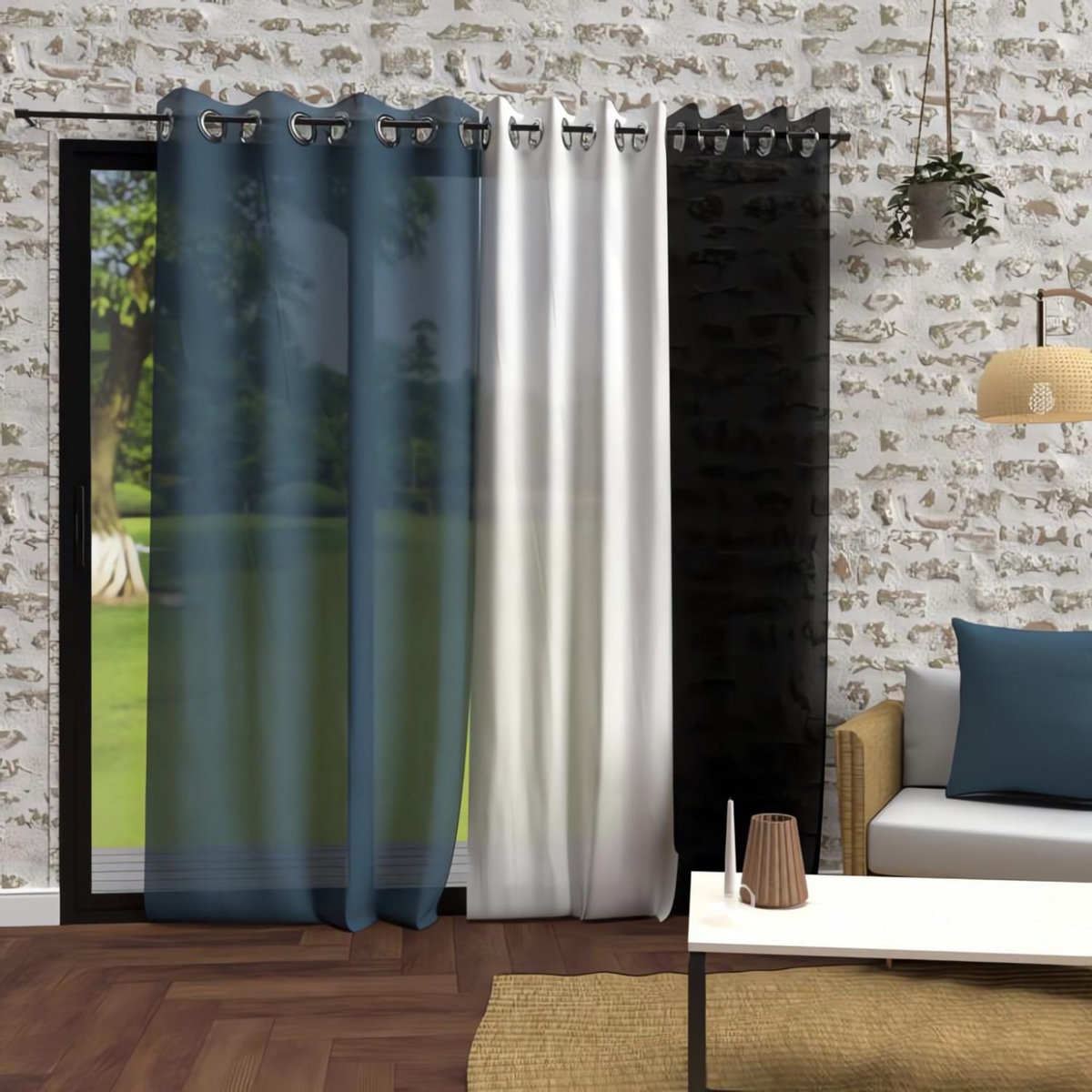 SOLEIL D'OCRE Voile à oeillets effet froissé 135x250 cm BOHEME, par Soleil d'Ocre