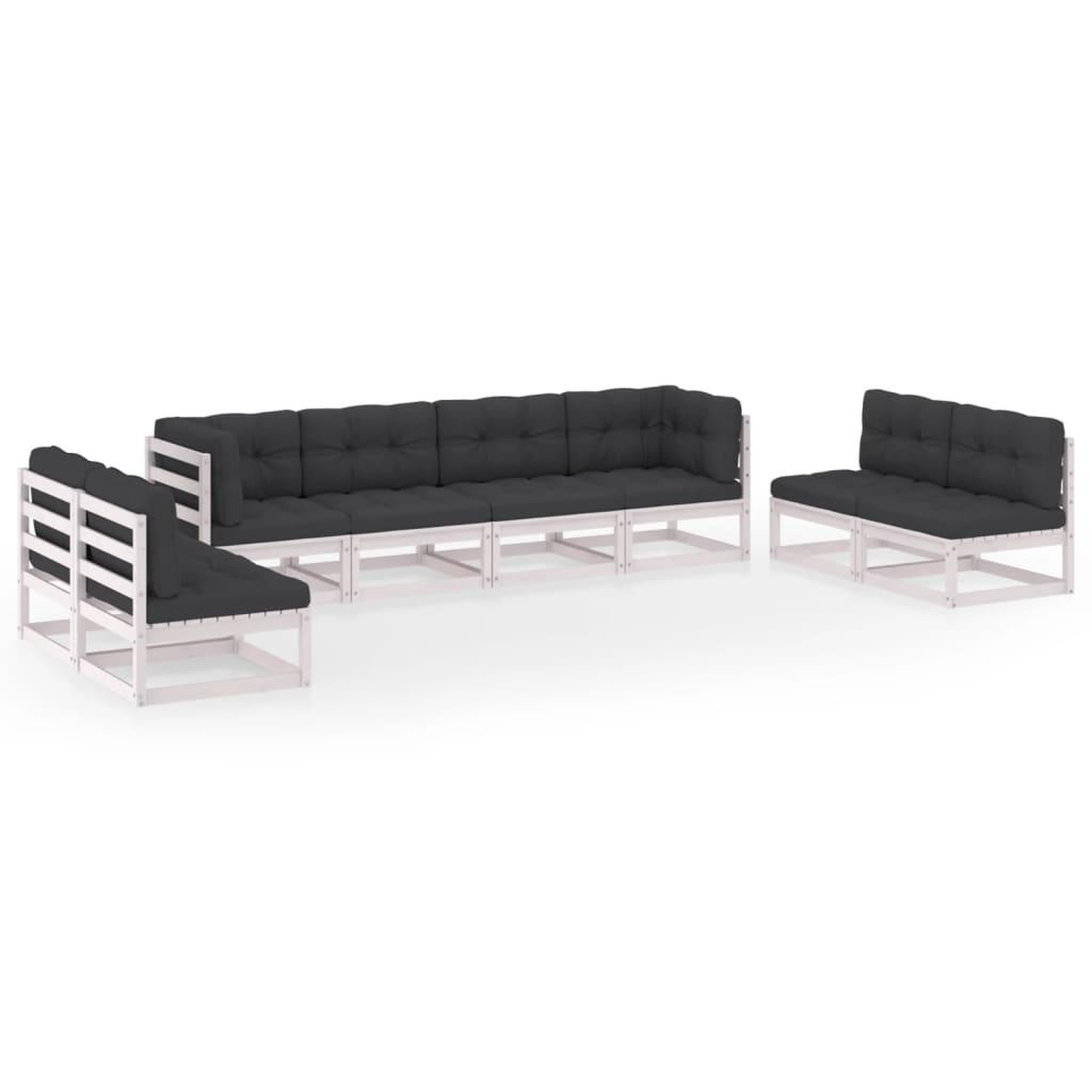 Voir la diapositive 2 : VIDAXL Salon de jardin 8 pcs avec coussins Bois de pin massif
